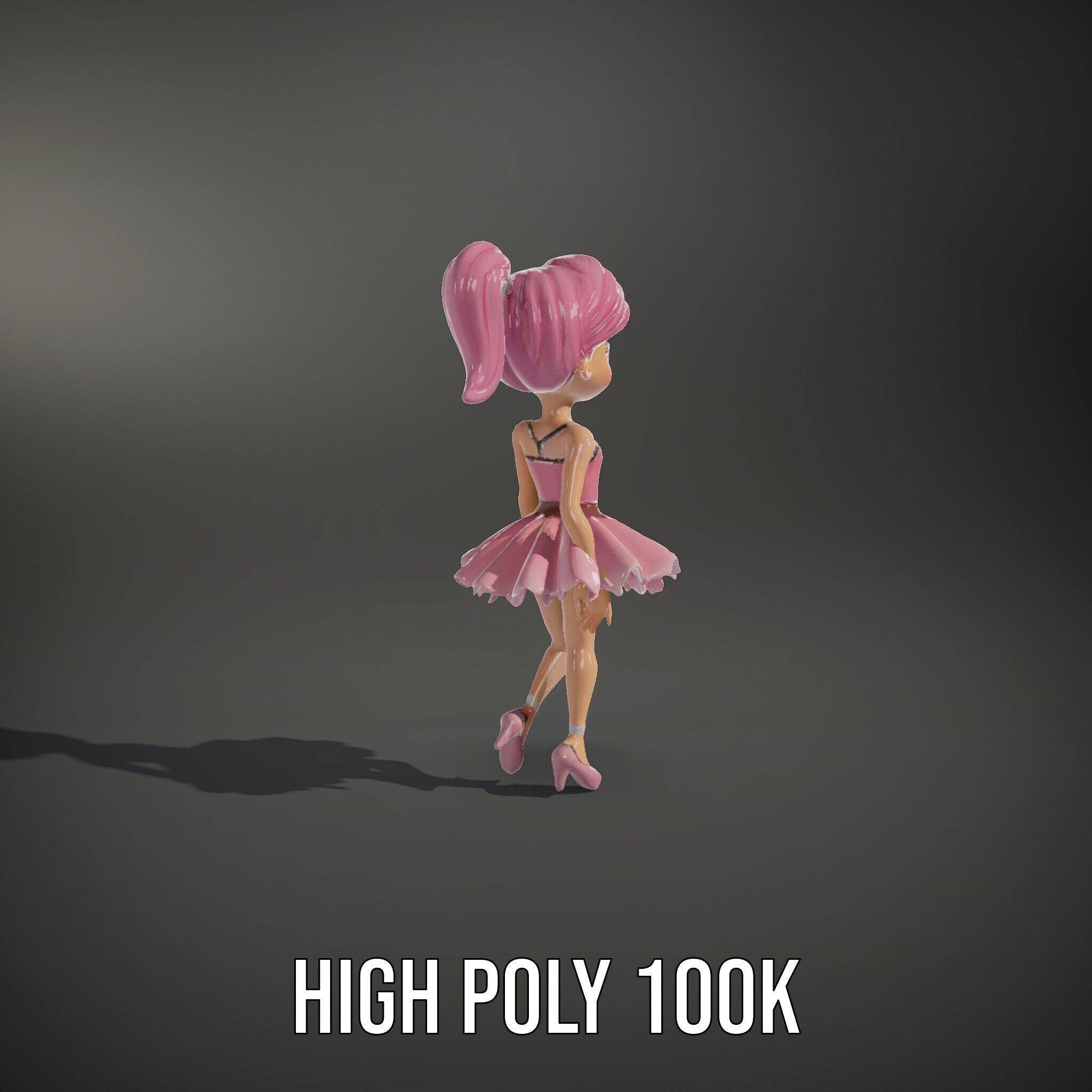 Ballet Dancer Character Model Rigged and Animated Low-poly 3D model_12