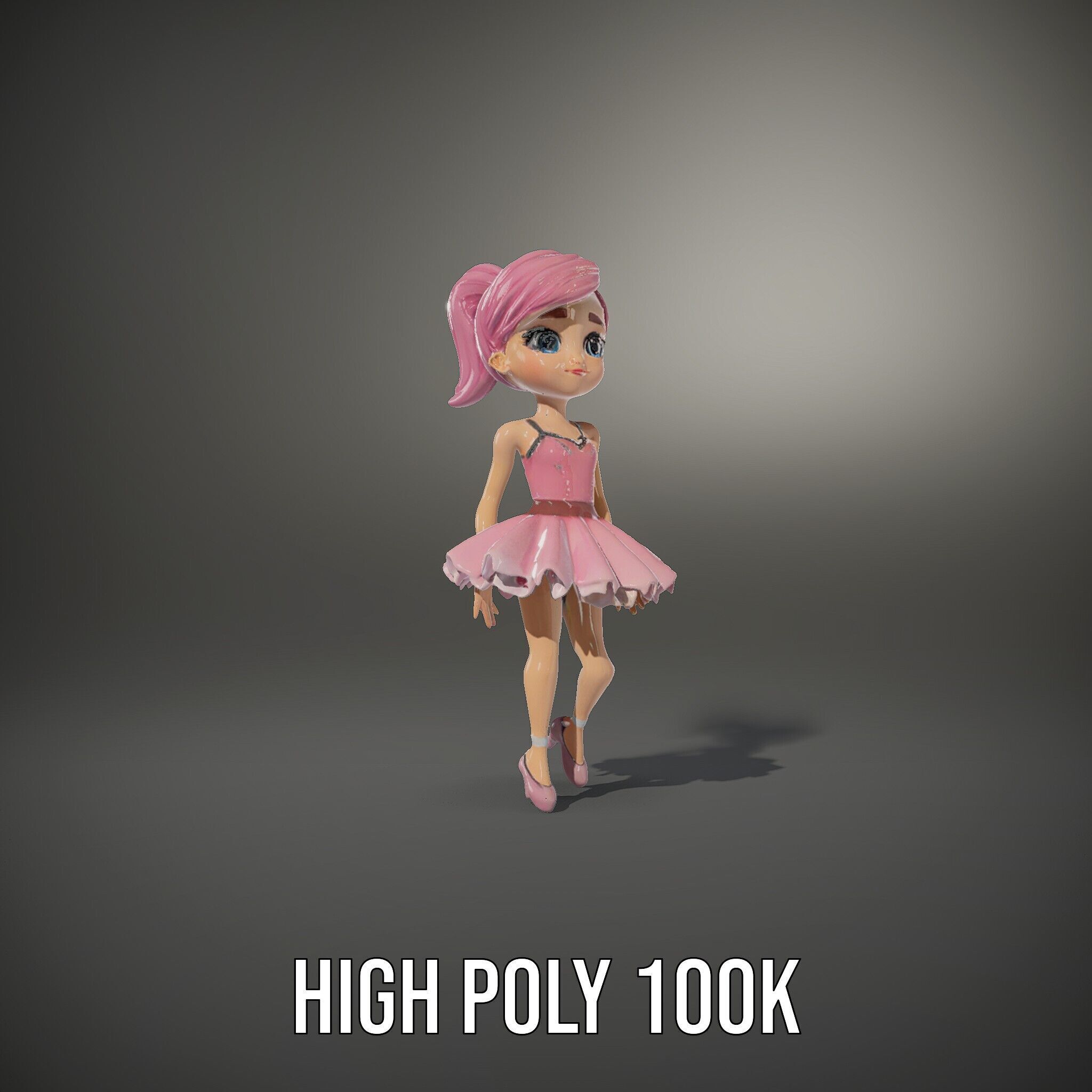 Ballet Dancer Character Model Rigged and Animated Low-poly 3D model_15