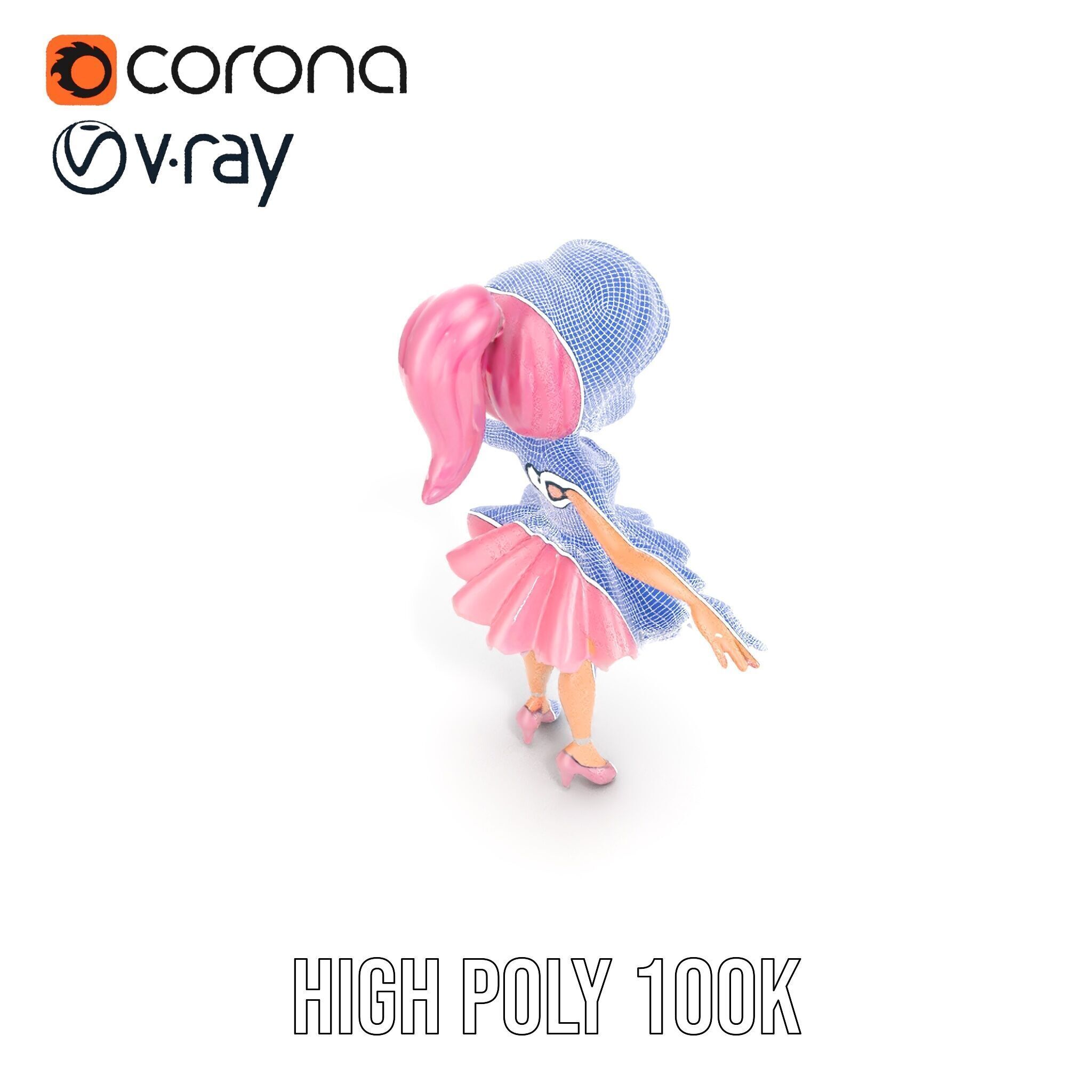 Ballet Dancer Character Model Rigged and Animated Low-poly 3D model_41