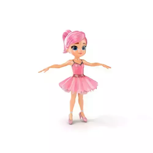 Ballet Dancer Character Model Rigged and Animated Low-poly 3D model