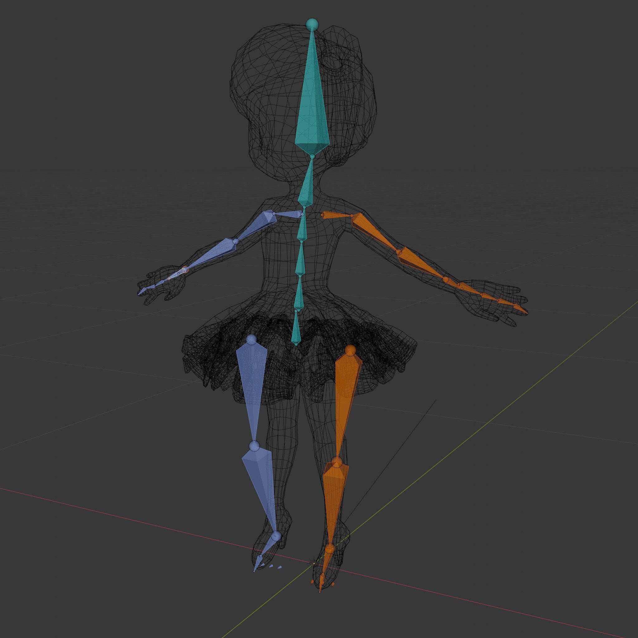Ballet Dancer Character Model Rigged and Animated Low-poly 3D model_7