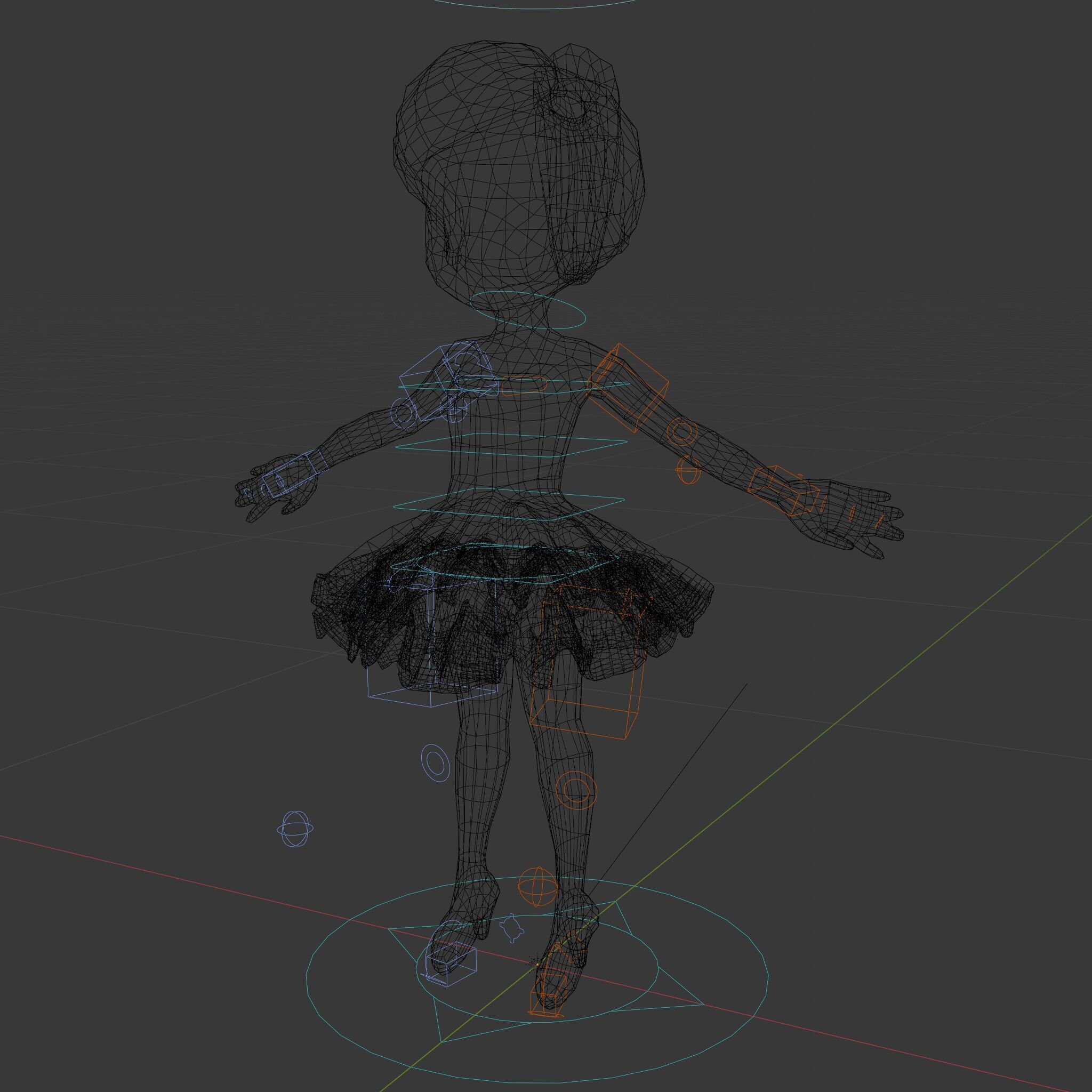 Ballet Dancer Character Model Rigged and Animated Low-poly 3D model_10