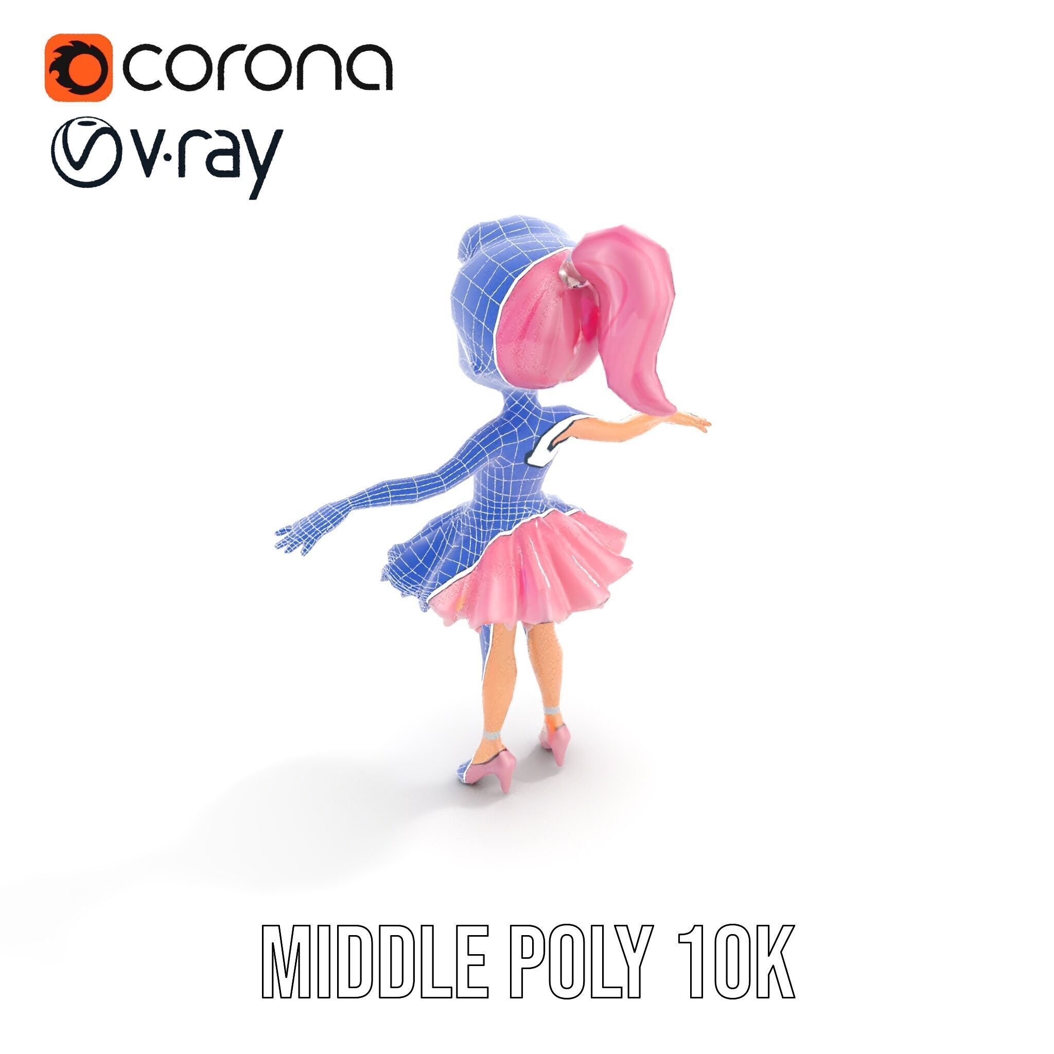 Ballet Dancer Character Model Rigged and Animated Low-poly 3D model_30