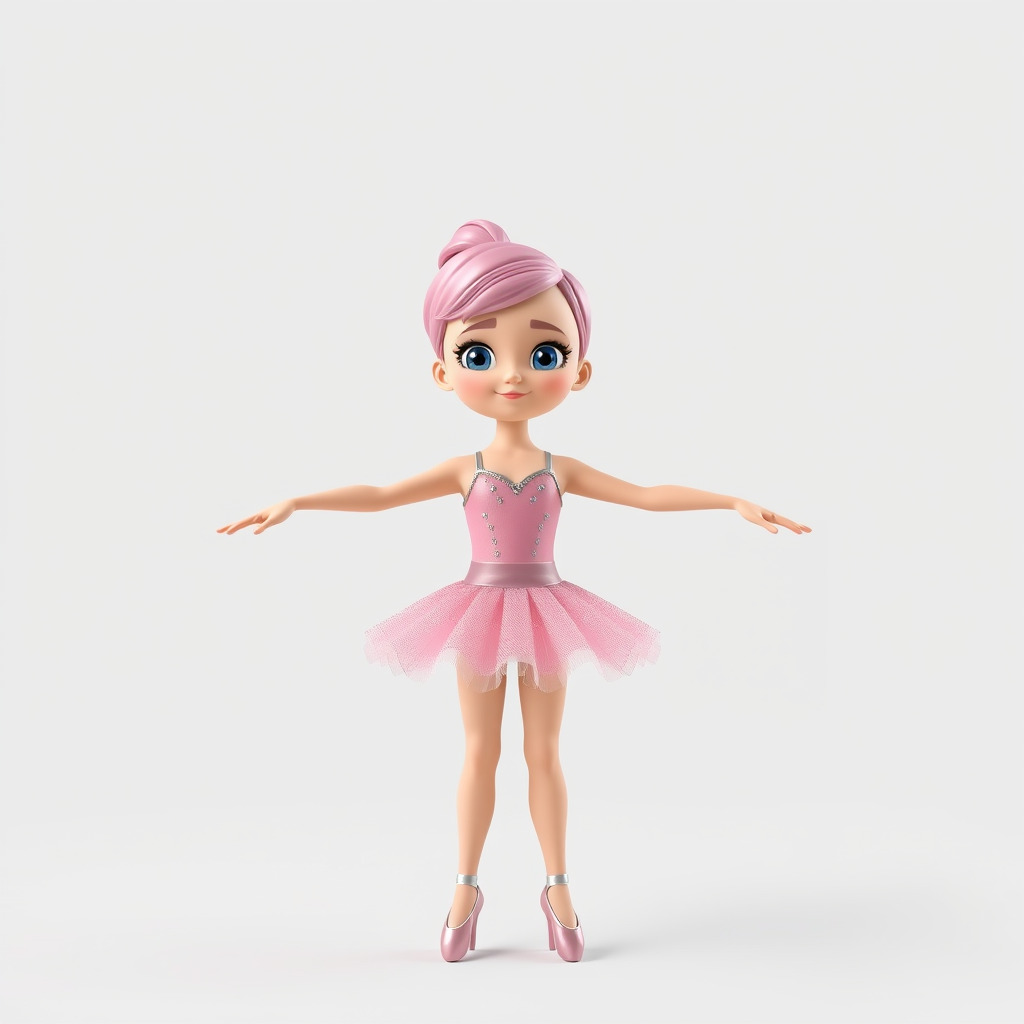Ballet Dancer Character Model Rigged and Animated Low-poly 3D model_3