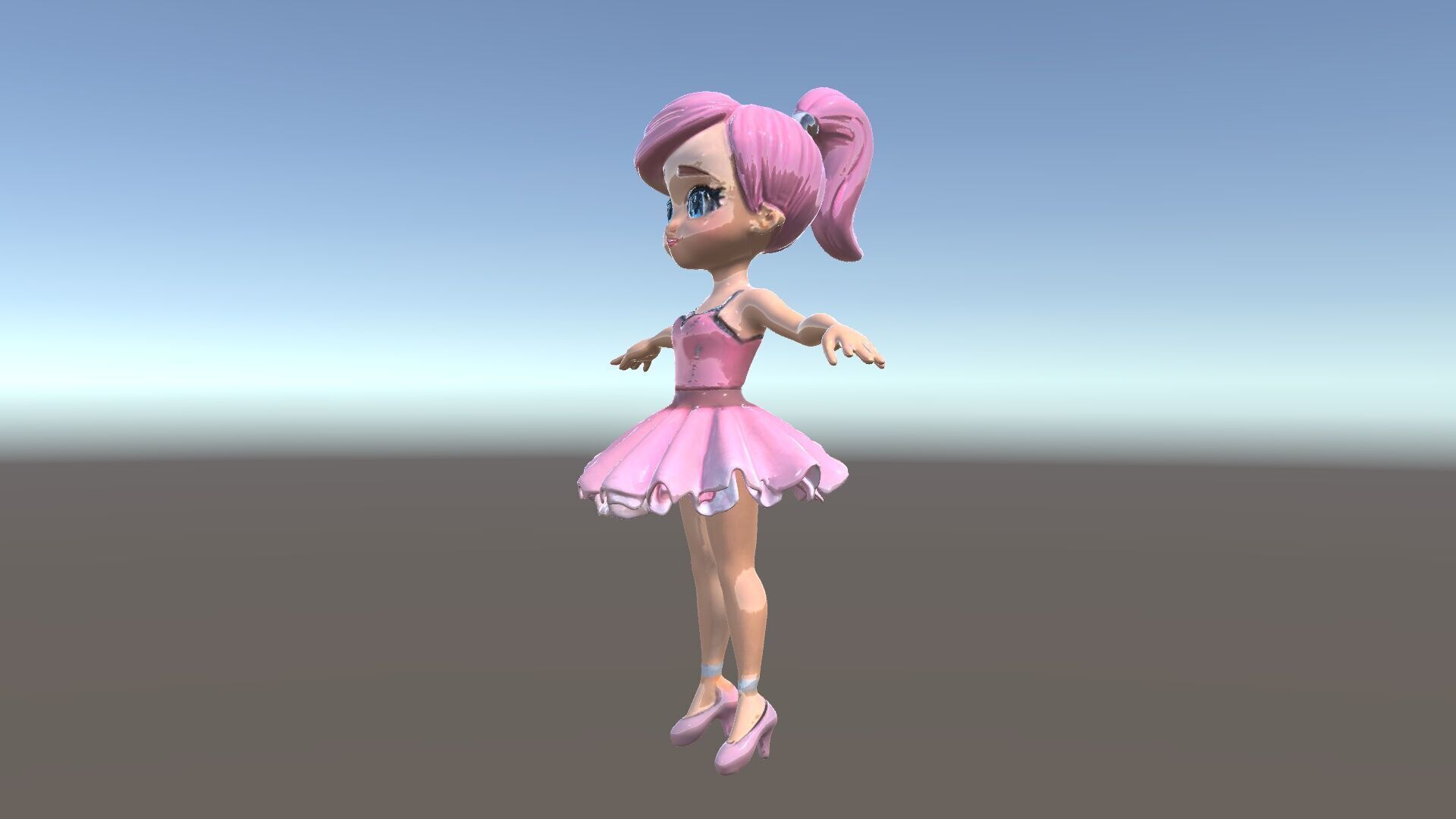 Ballet Dancer Character Model Rigged and Animated Low-poly 3D model_6