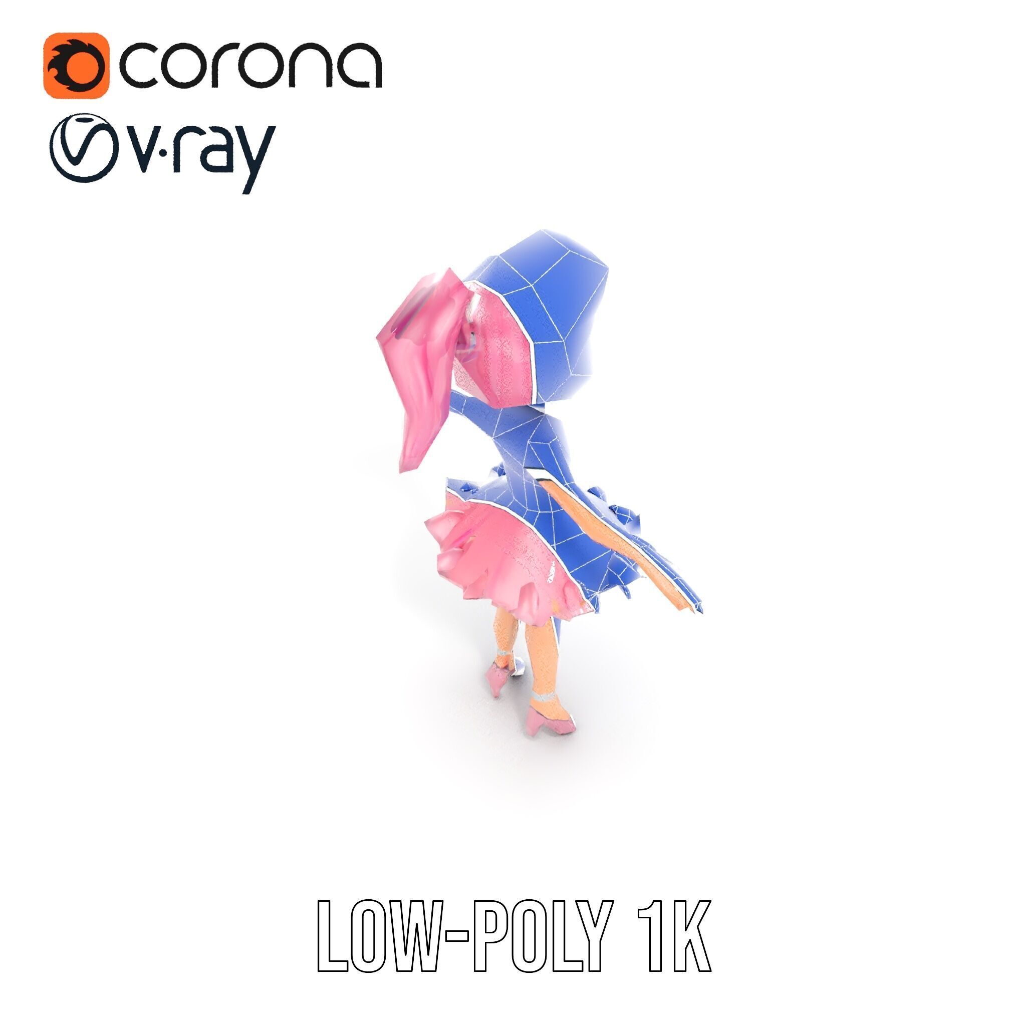 Ballet Dancer Character Model Rigged and Animated Low-poly 3D model_25