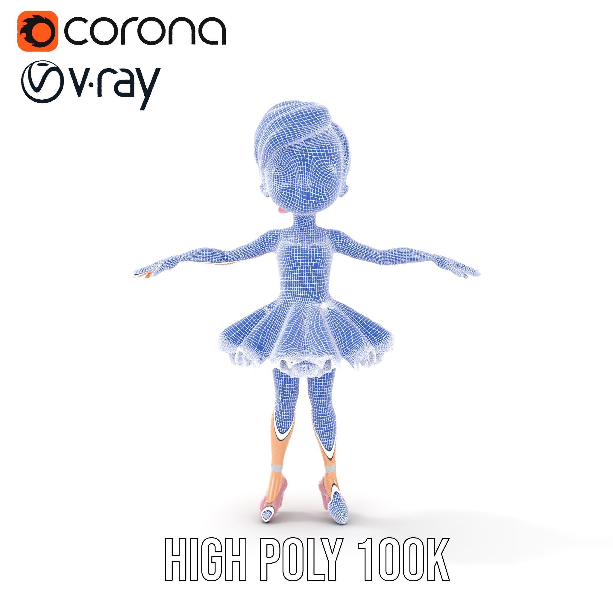 Ballet Dancer Character Model Rigged and Animated Low-poly 3D model_38