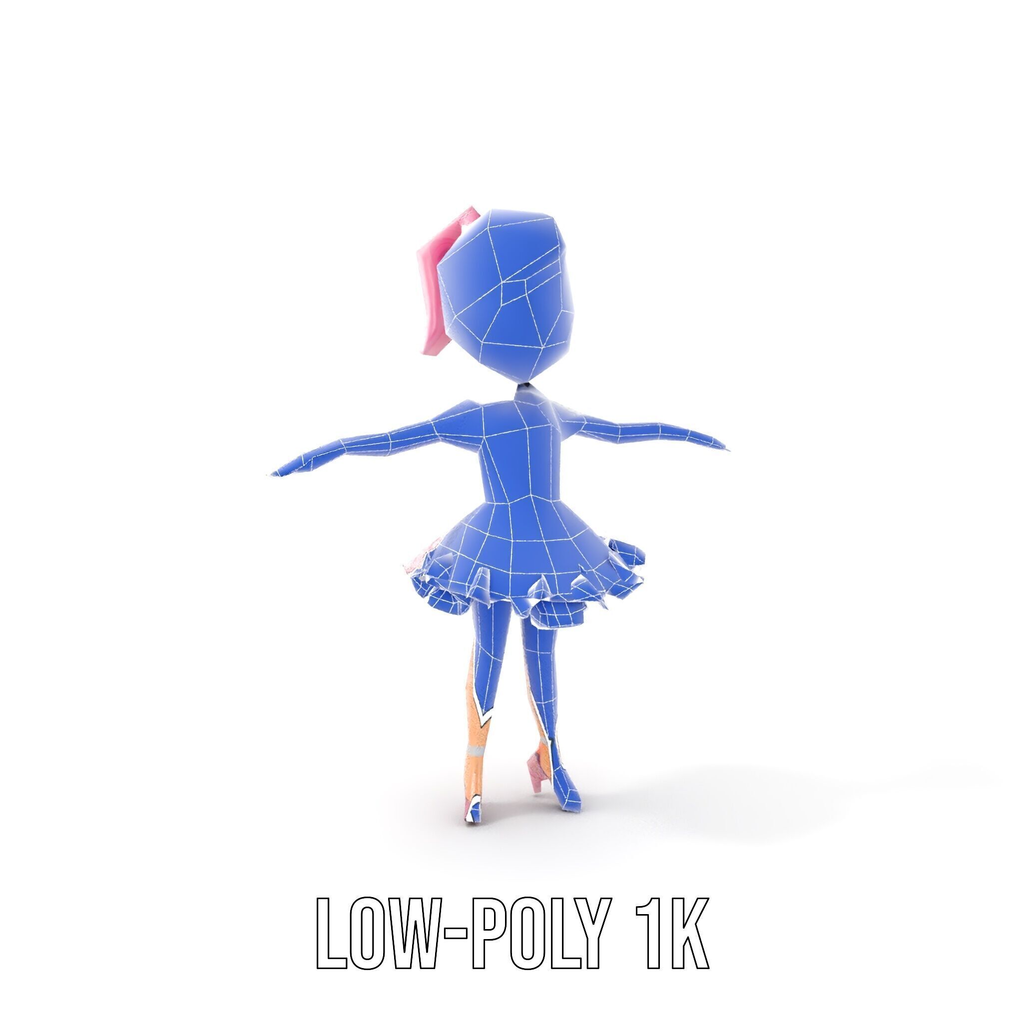 Ballet Dancer Character Model Rigged and Animated Low-poly 3D model_31