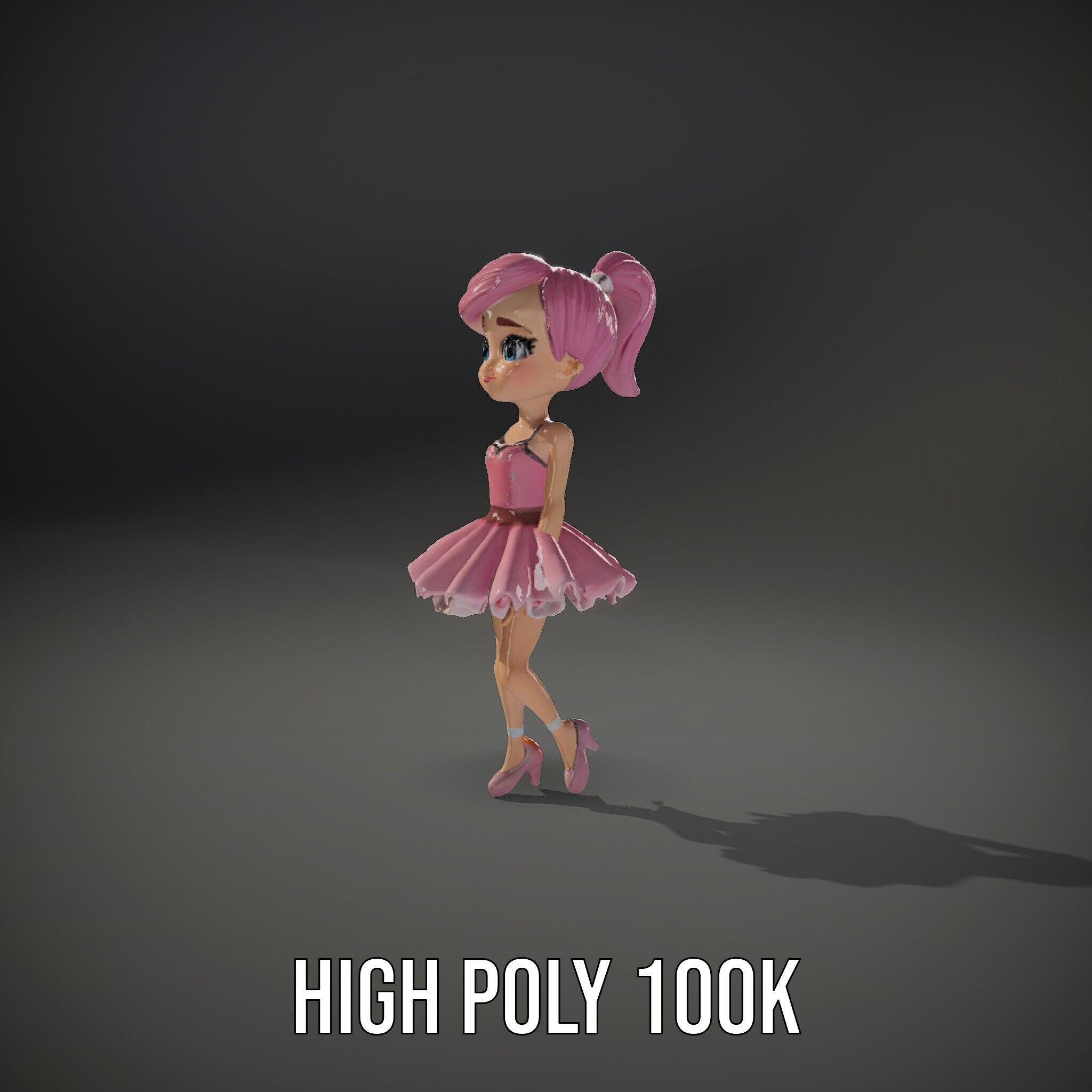 Ballet Dancer Character Model Rigged and Animated Low-poly 3D model_9