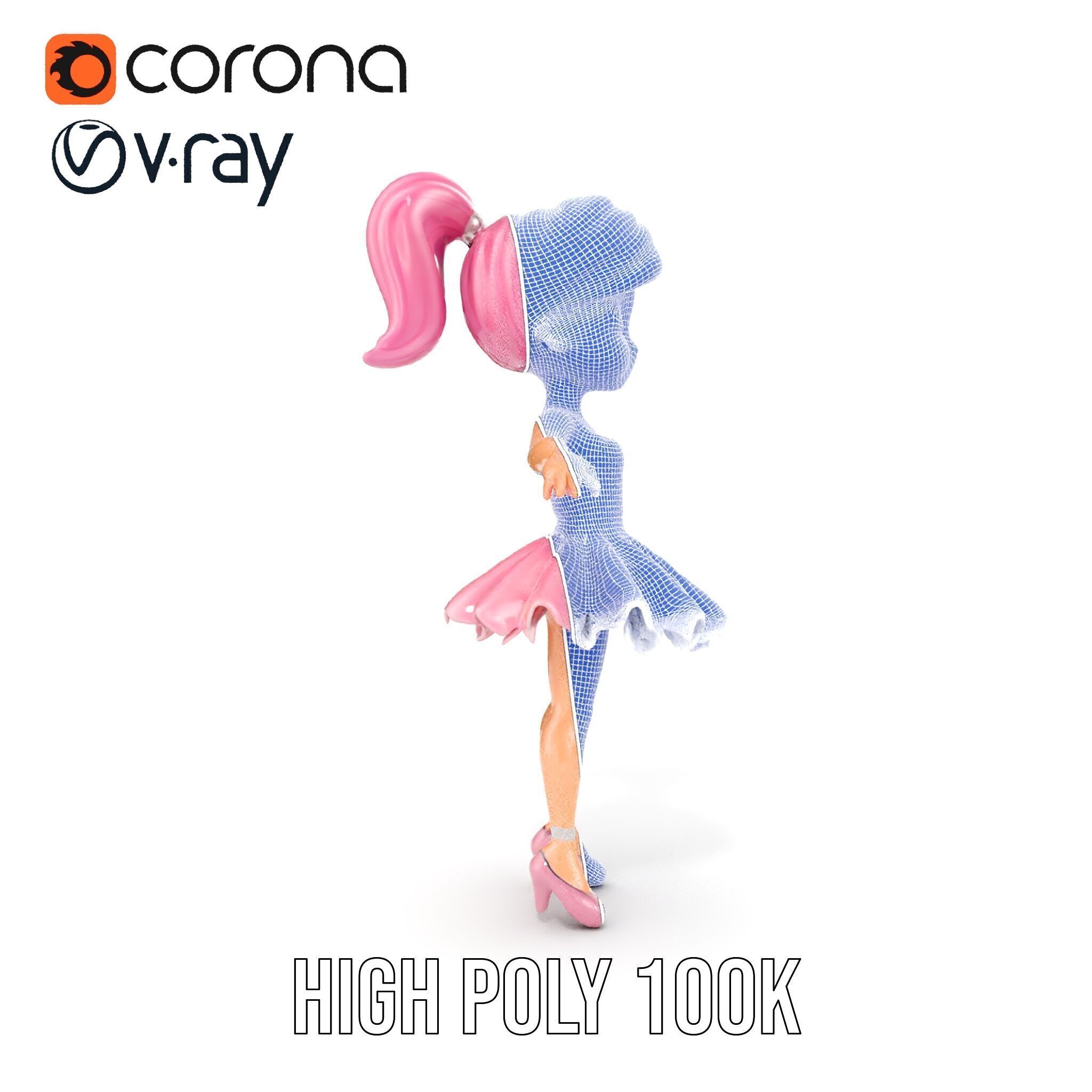 Ballet Dancer Character Model Rigged and Animated Low-poly 3D model_40