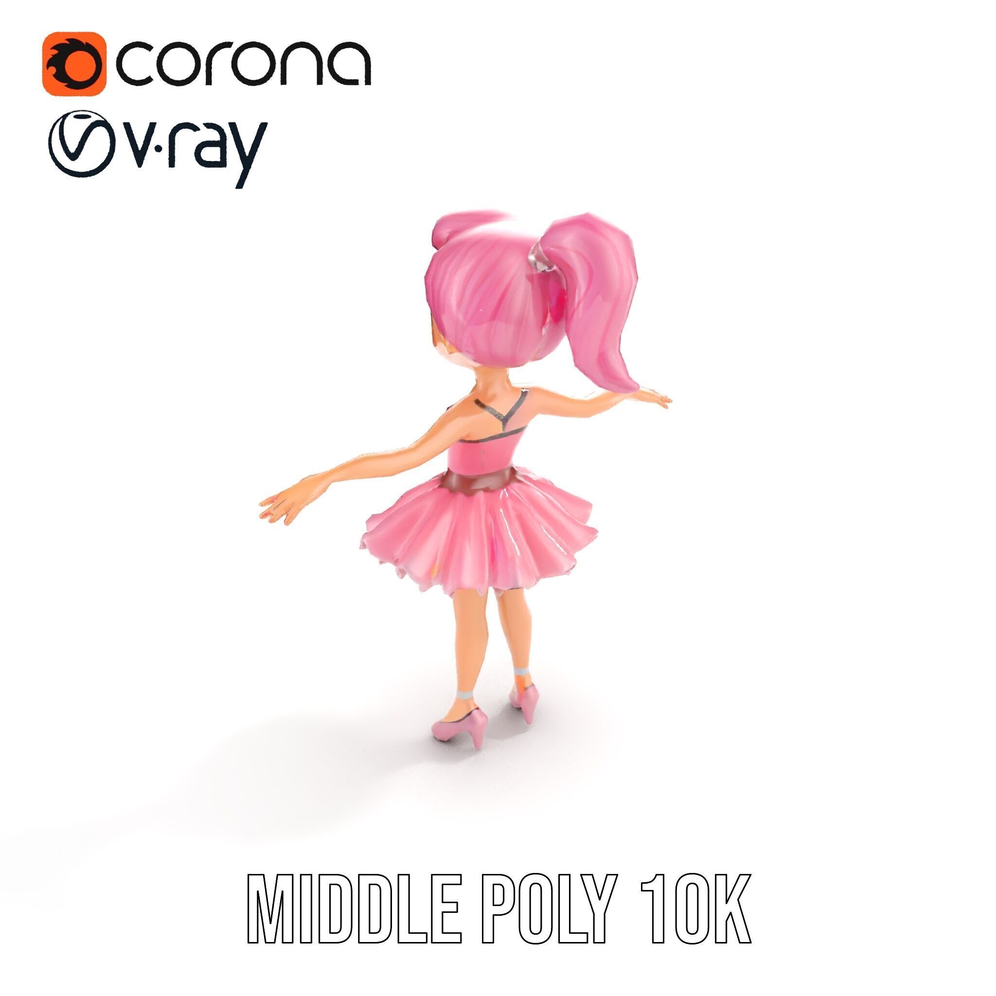 Ballet Dancer Character Model Rigged and Animated Low-poly 3D model_18