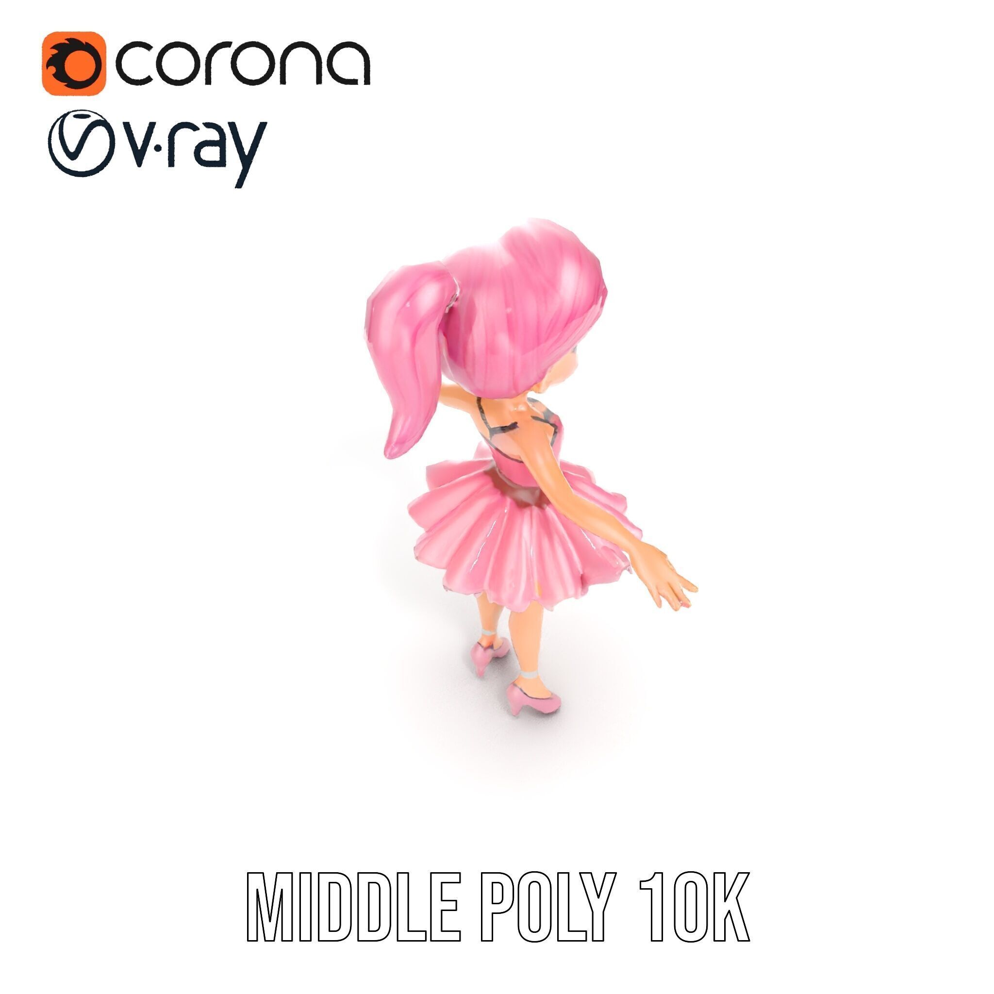 Ballet Dancer Character Model Rigged and Animated Low-poly 3D model_16