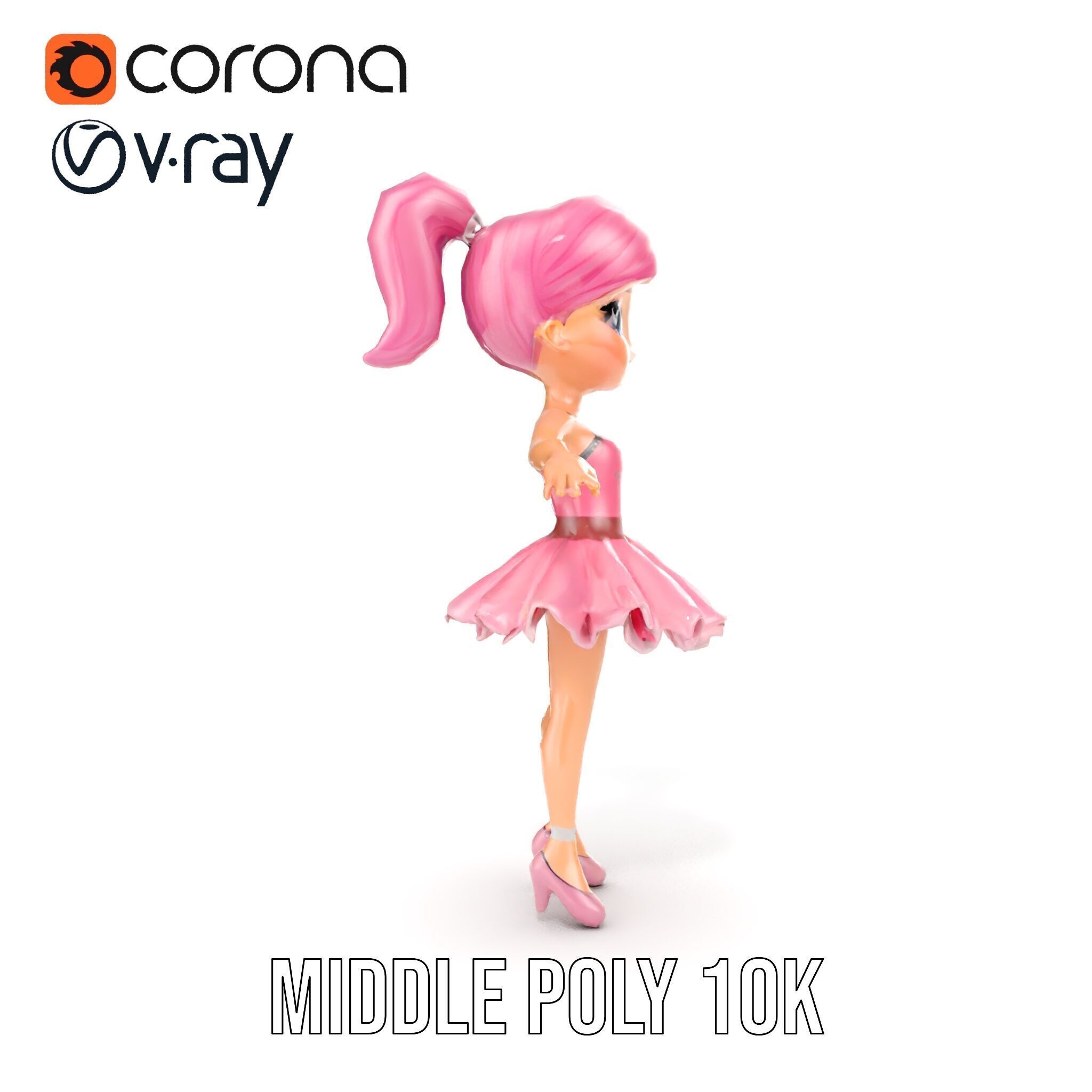 Ballet Dancer Character Model Rigged and Animated Low-poly 3D model_27