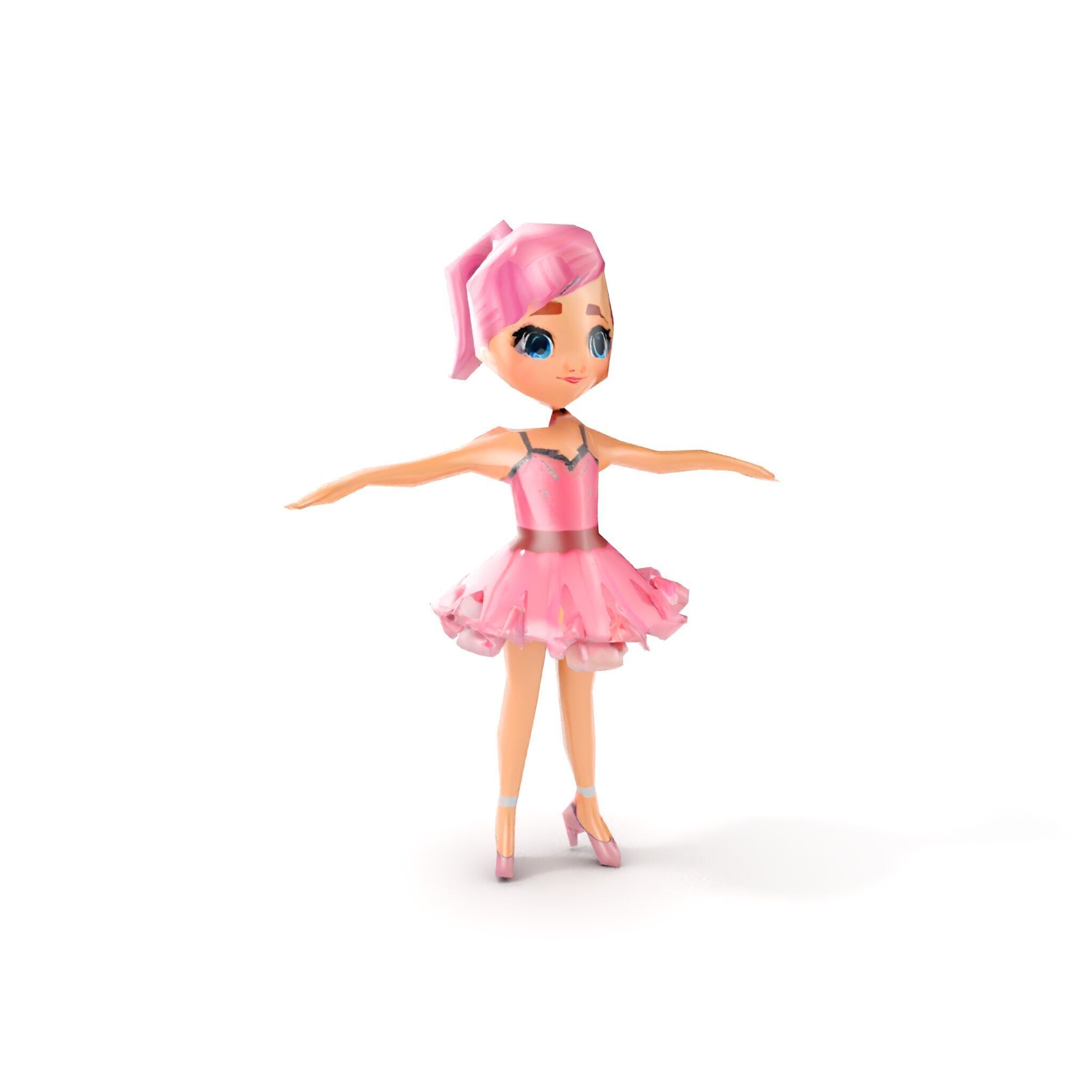 Ballet Dancer Character Model Rigged and Animated Low-poly 3D model_11