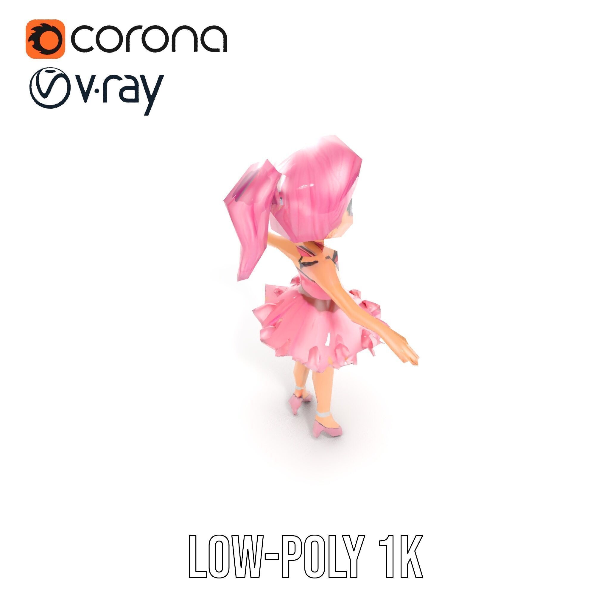 Ballet Dancer Character Model Rigged and Animated Low-poly 3D model_19