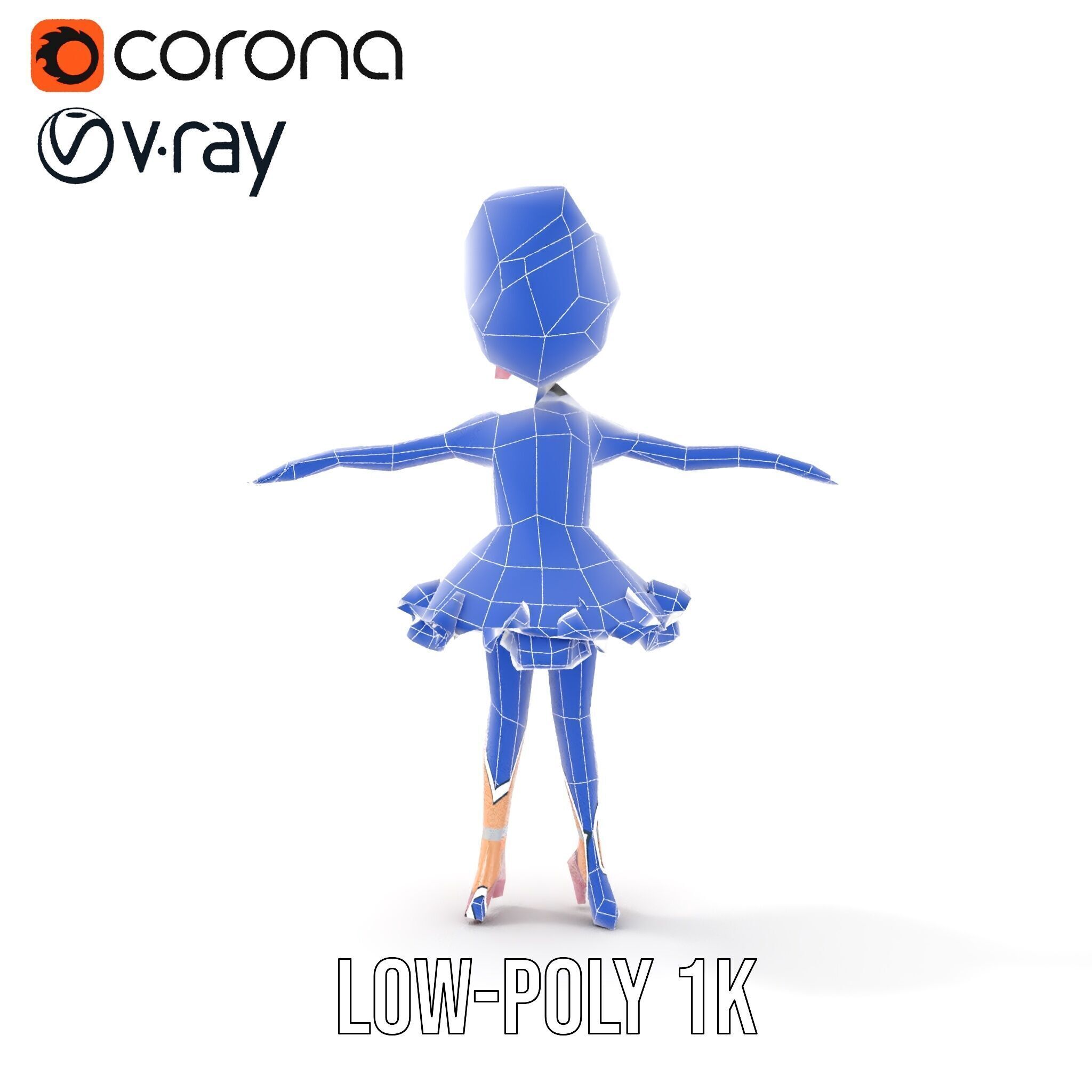 Ballet Dancer Character Model Rigged and Animated Low-poly 3D model_28