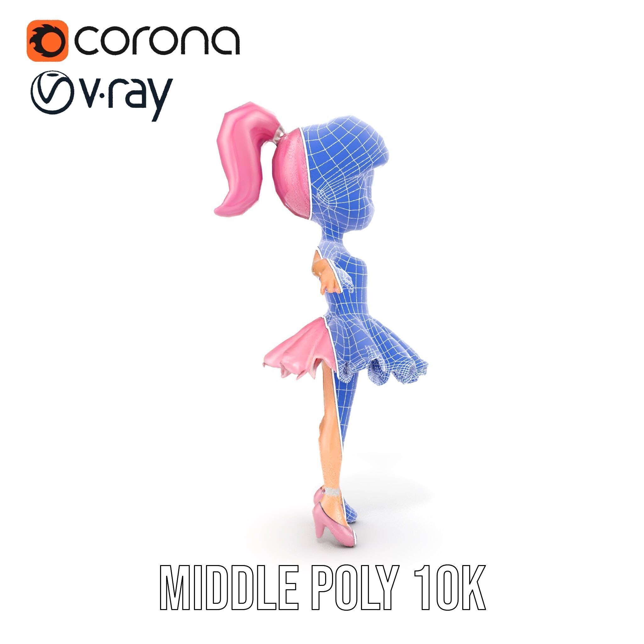 Ballet Dancer Character Model Rigged and Animated Low-poly 3D model_33