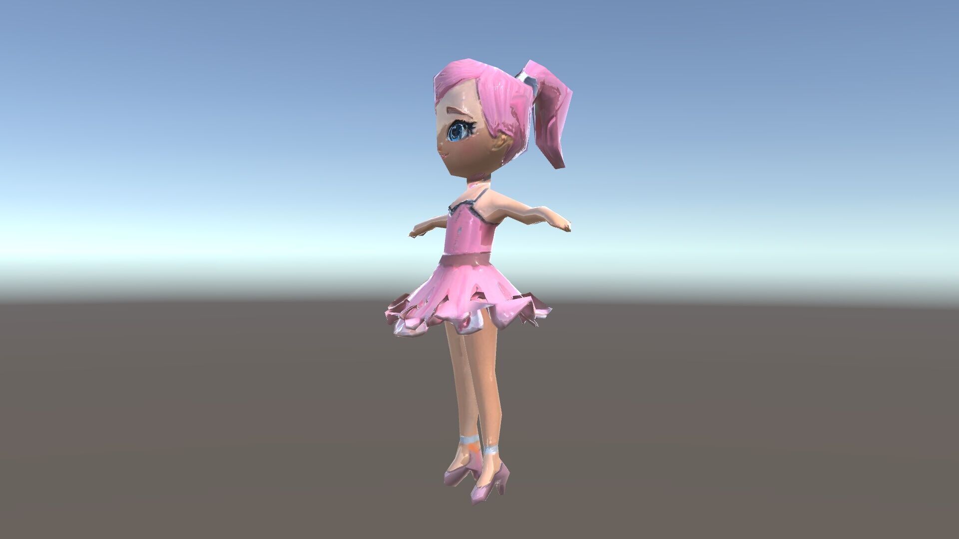 Ballet Dancer Character Model Rigged and Animated Low-poly 3D model_36