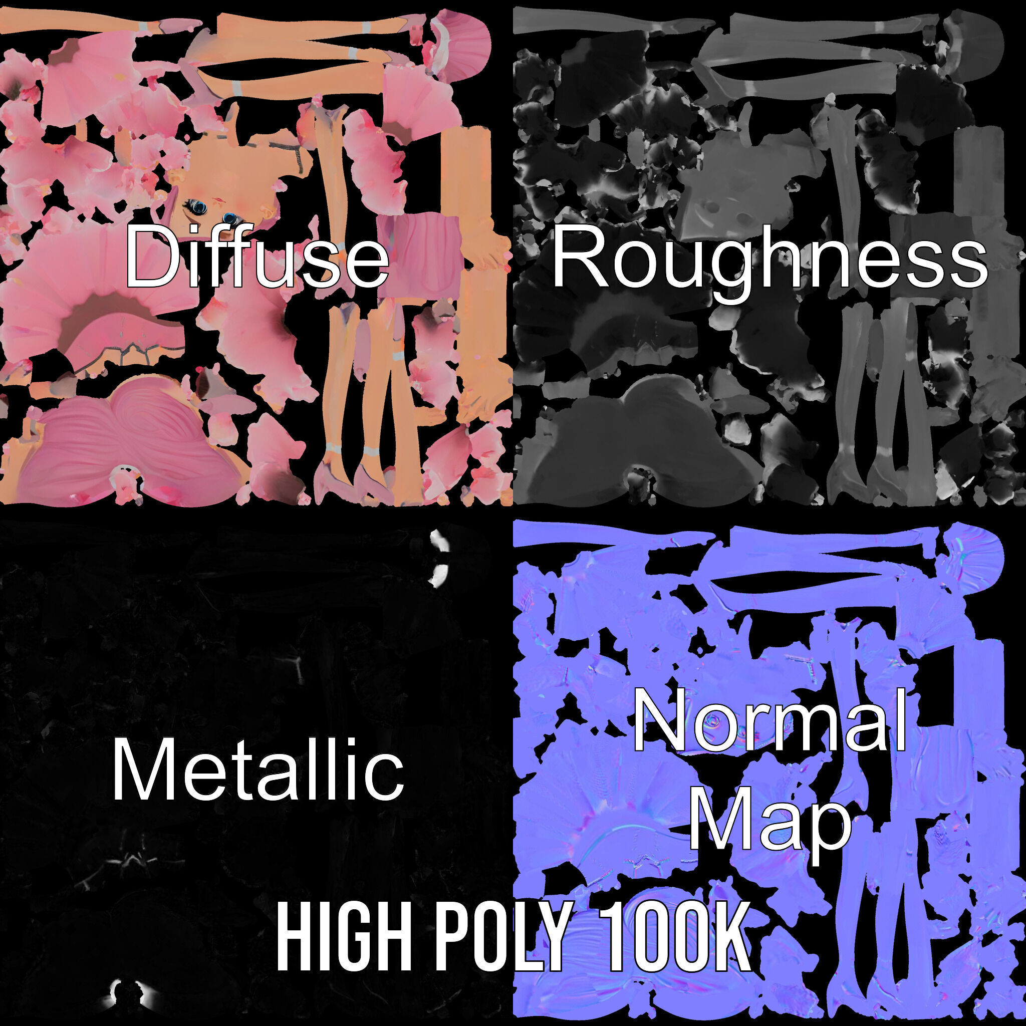 Ballet Dancer Character Model Rigged and Animated Low-poly 3D model_4