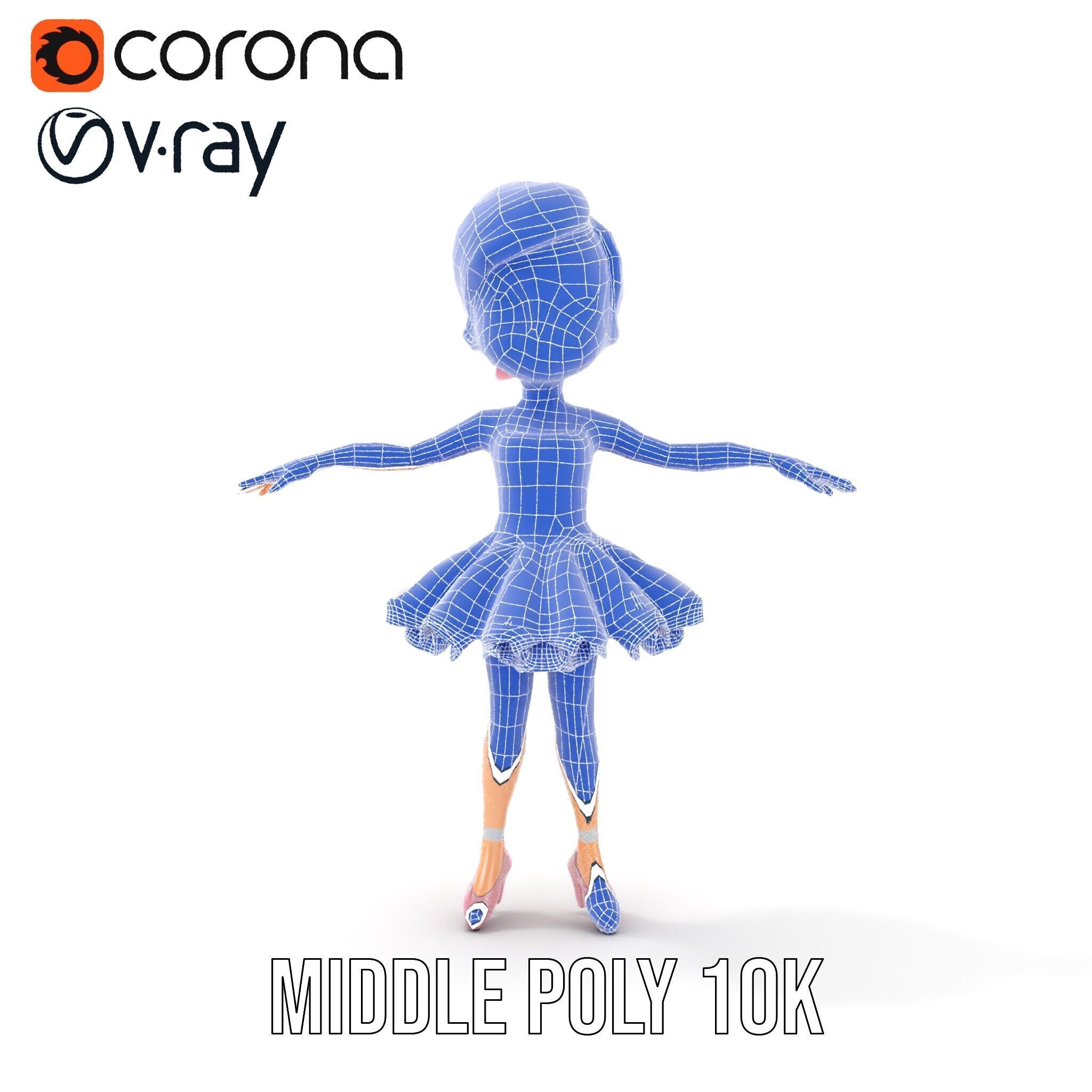 Ballet Dancer Character Model Rigged and Animated Low-poly 3D model_37