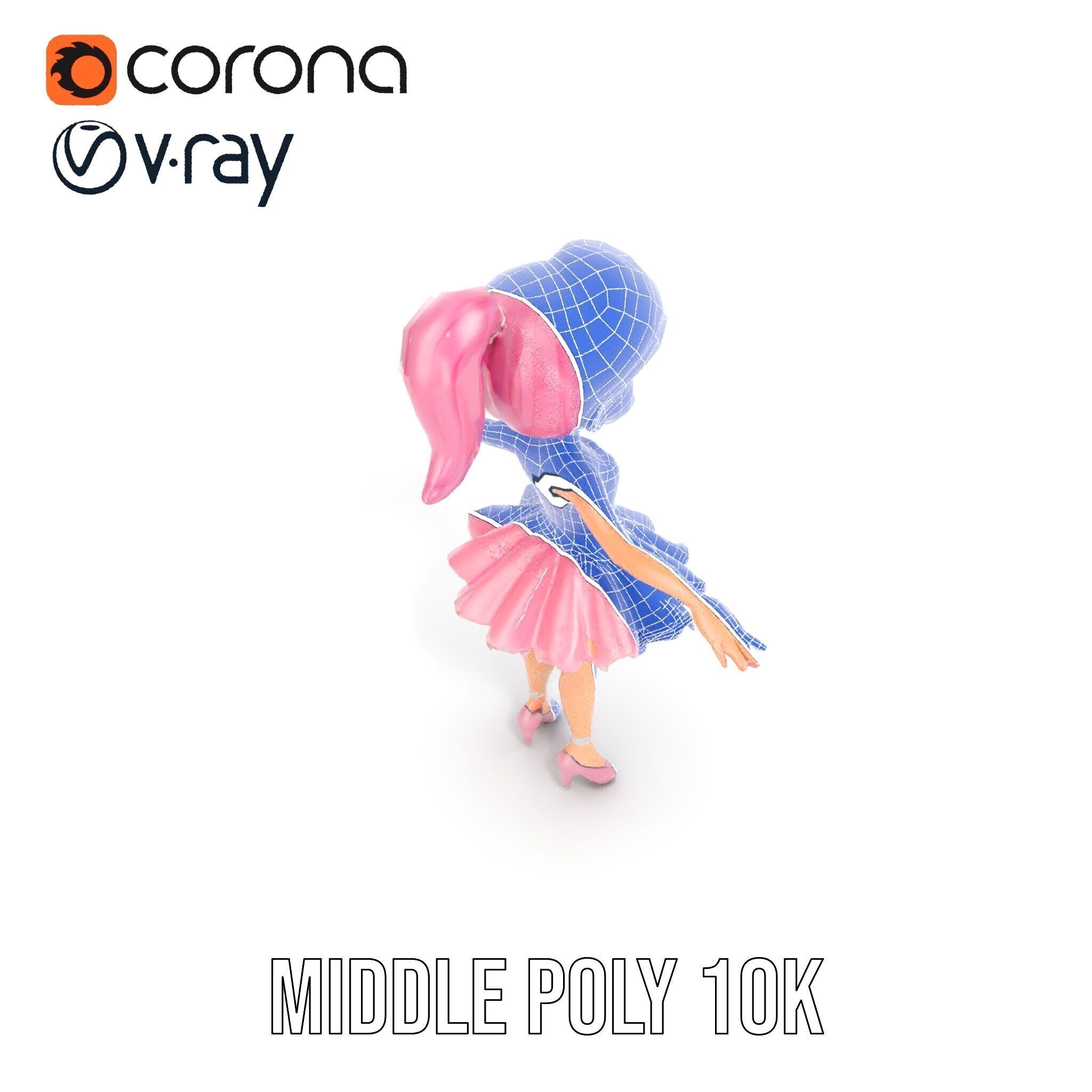 Ballet Dancer Character Model Rigged and Animated Low-poly 3D model_21