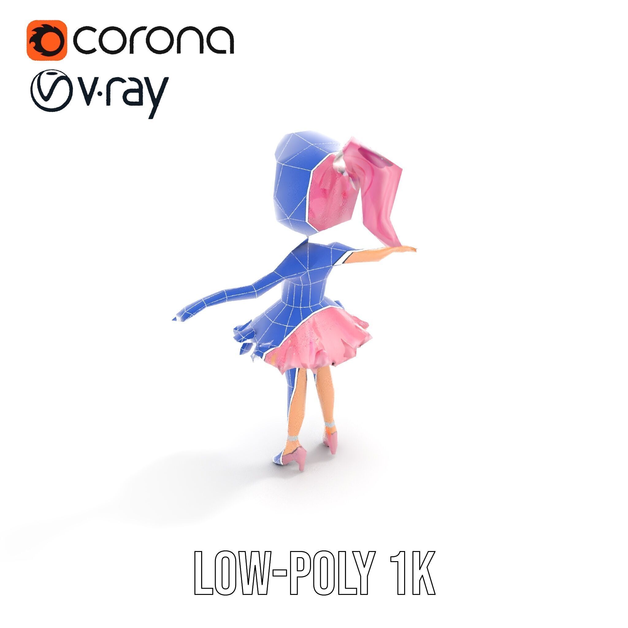 Ballet Dancer Character Model Rigged and Animated Low-poly 3D model_17