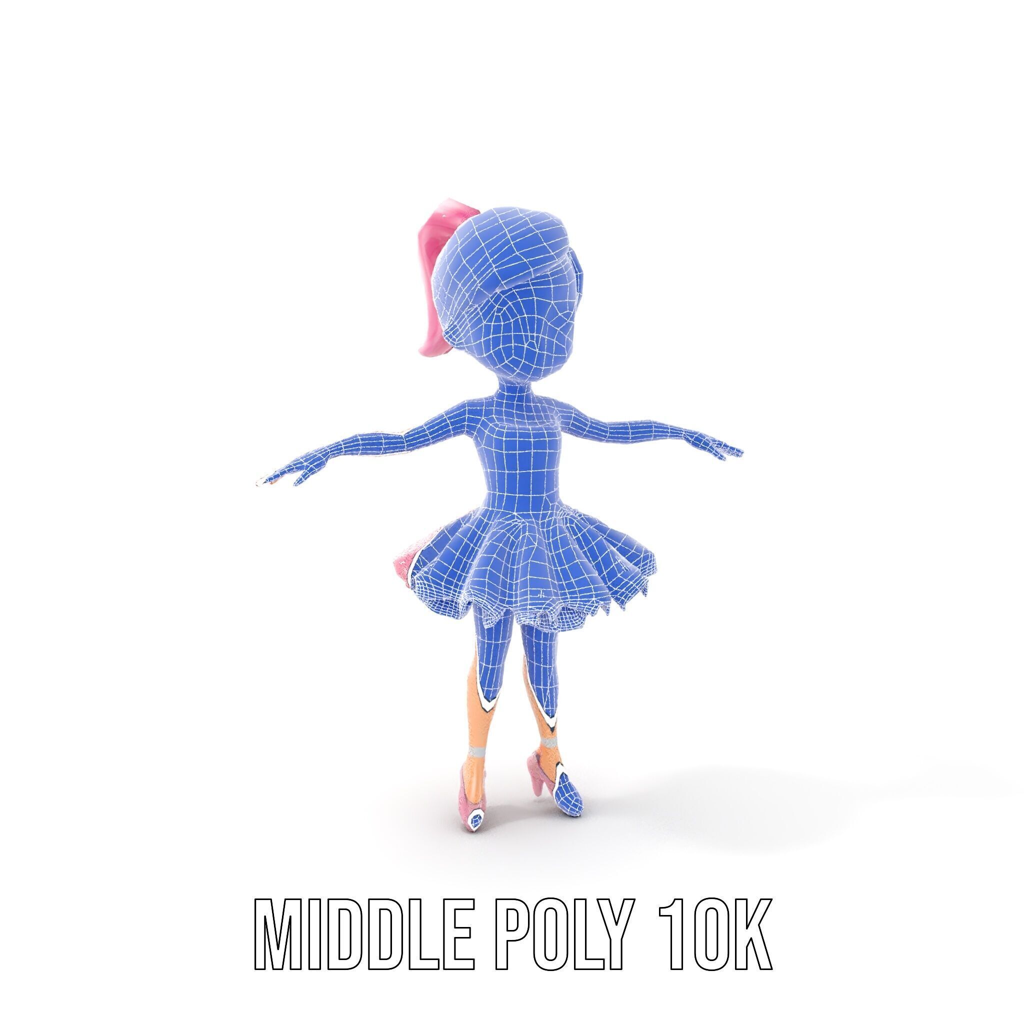Ballet Dancer Character Model Rigged and Animated Low-poly 3D model_35