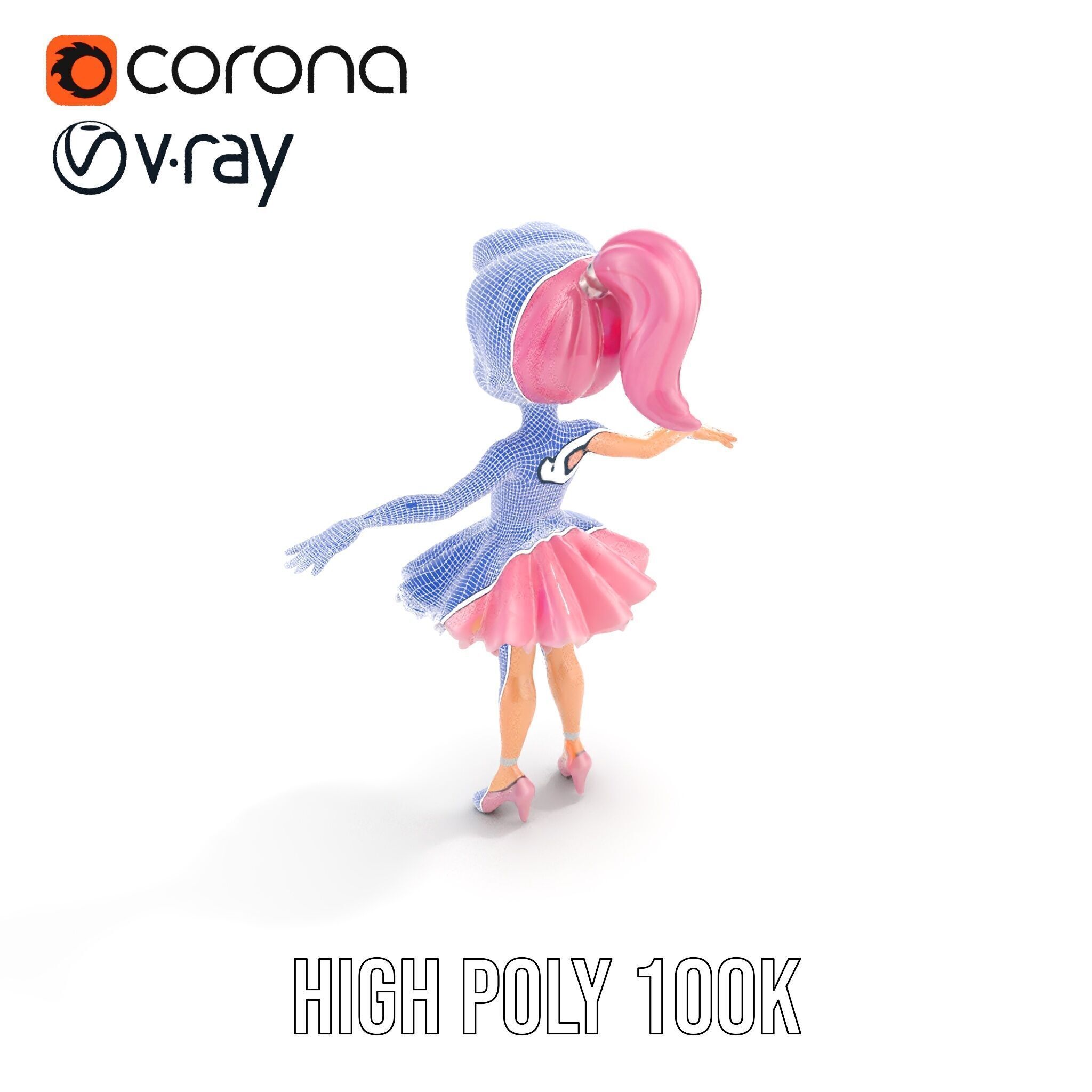 Ballet Dancer Character Model Rigged and Animated Low-poly 3D model_29