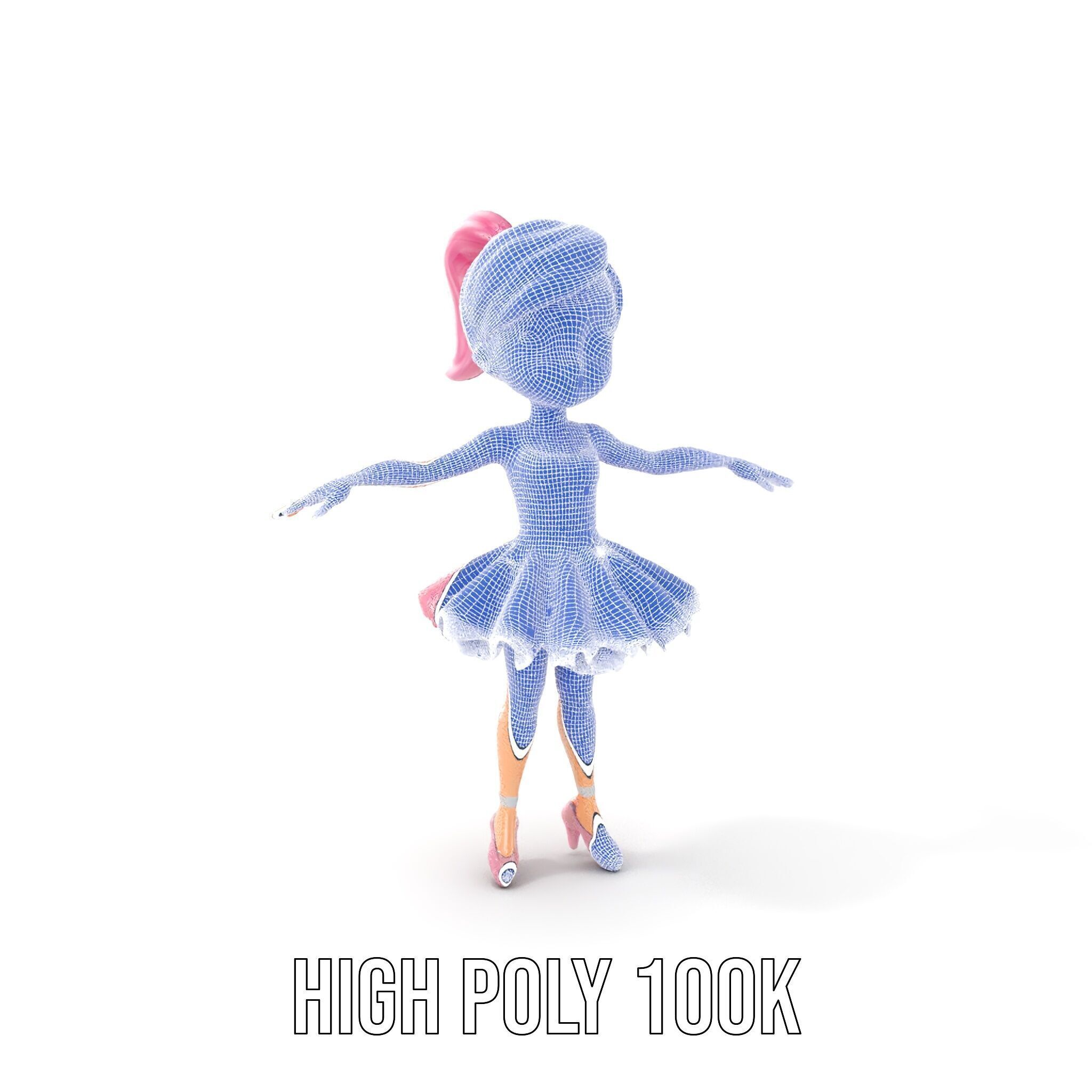 Ballet Dancer Character Model Rigged and Animated Low-poly 3D model_5