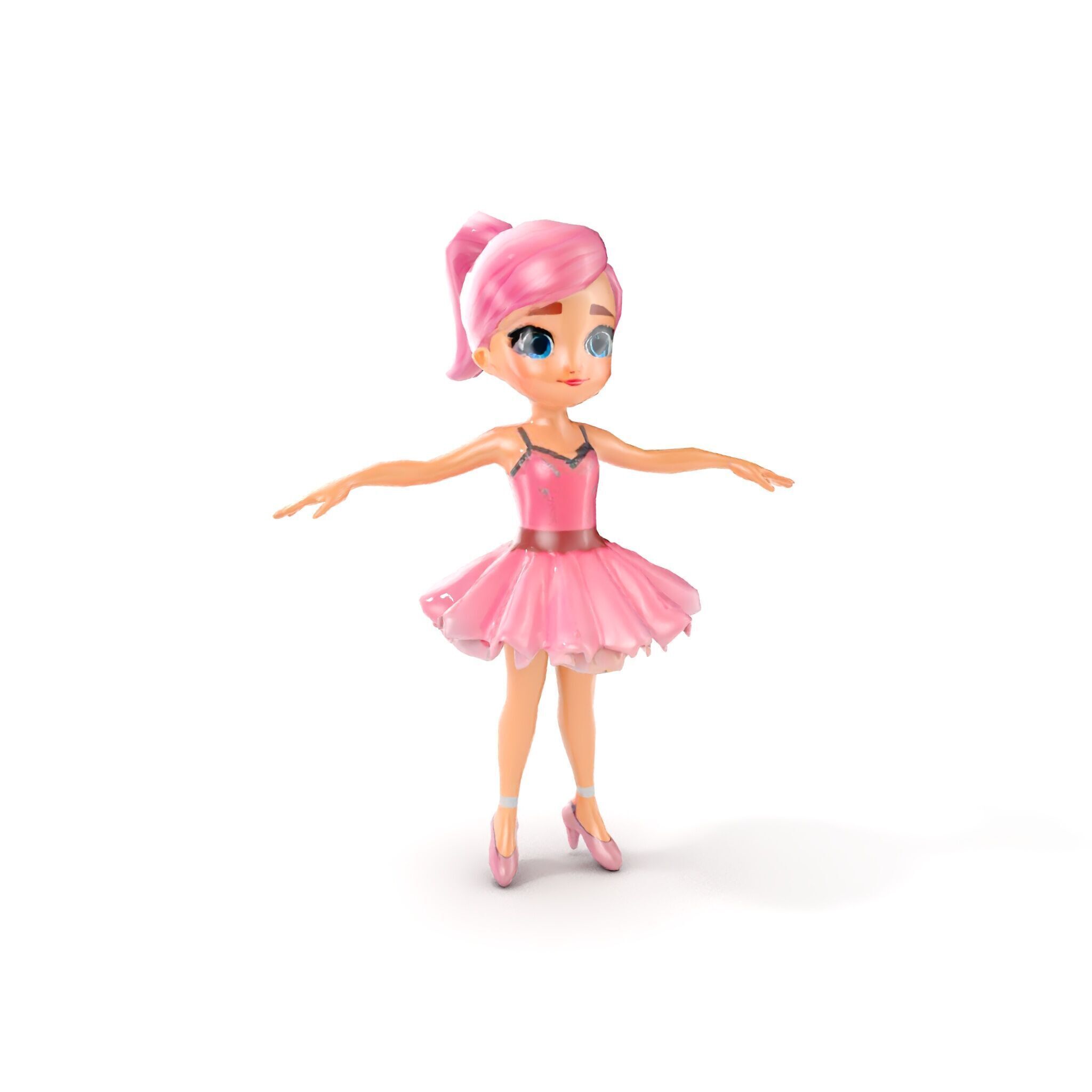 Ballet Dancer Character Model Rigged and Animated Low-poly 3D model_13