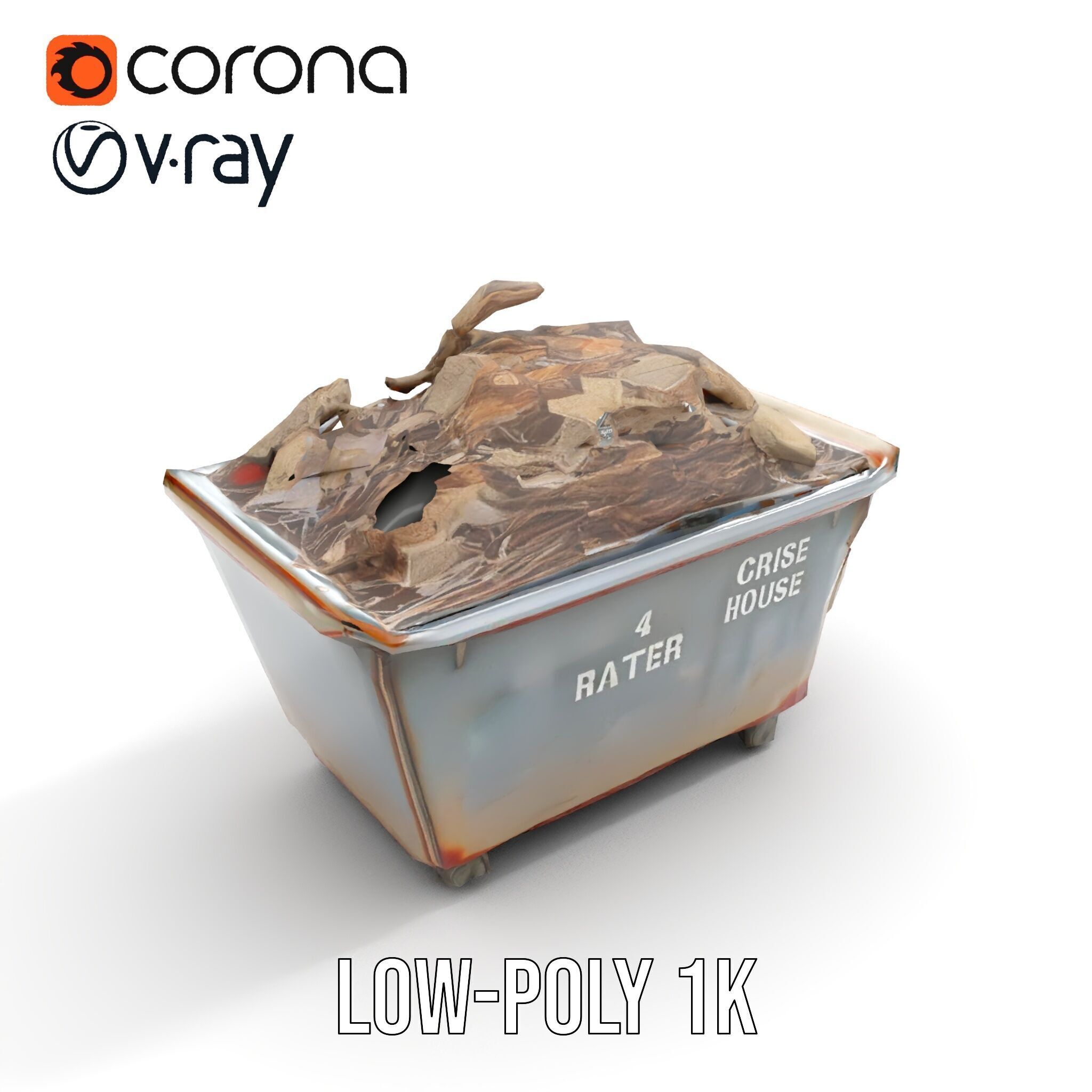 Construction Debris Dumpster Model Pack Low-poly 3D model_7