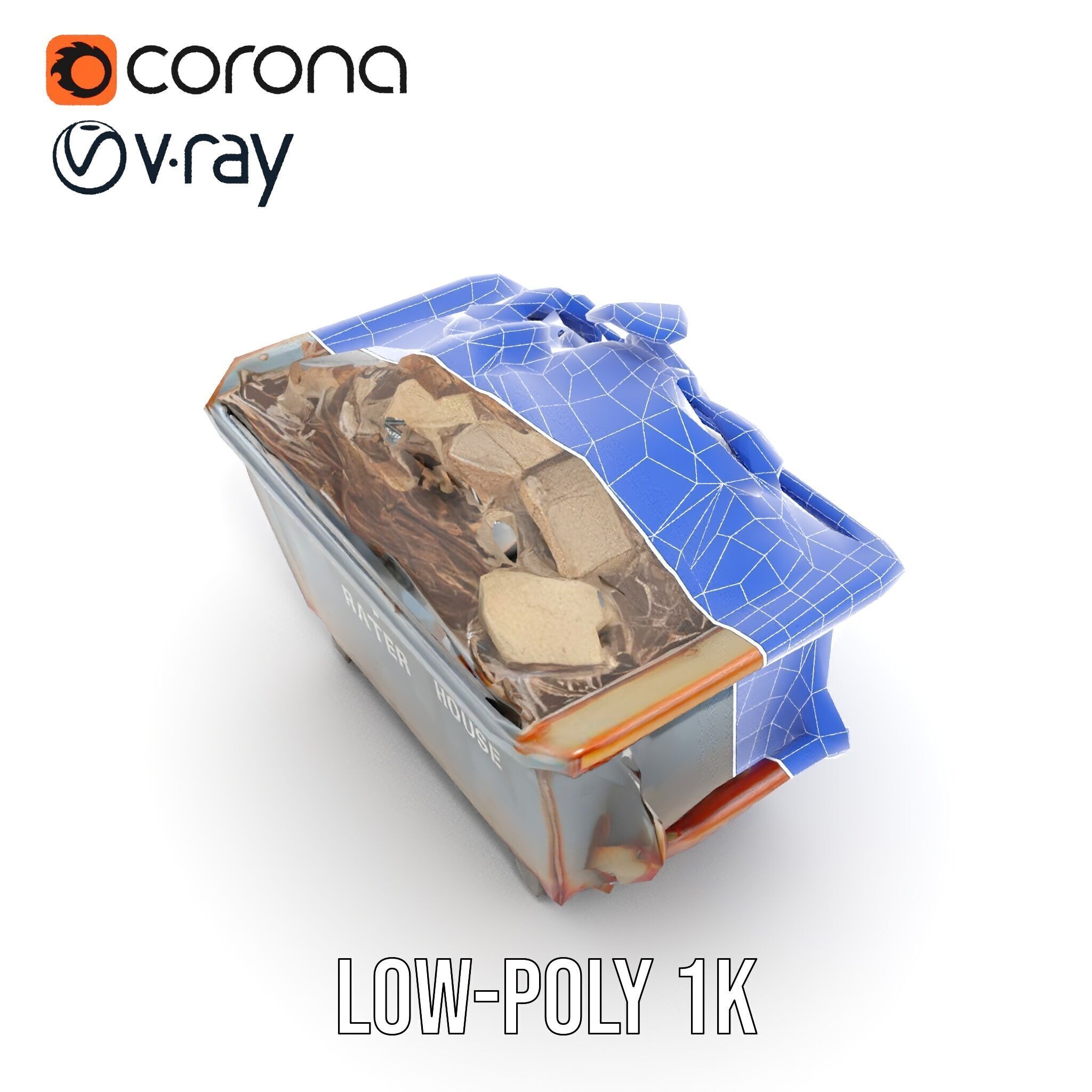 Construction Debris Dumpster Model Pack Low-poly 3D model_18
