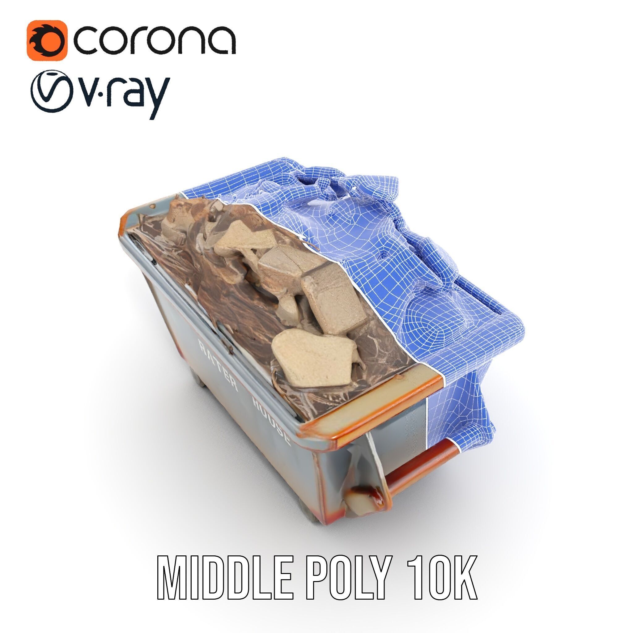 Construction Debris Dumpster Model Pack Low-poly 3D model_15