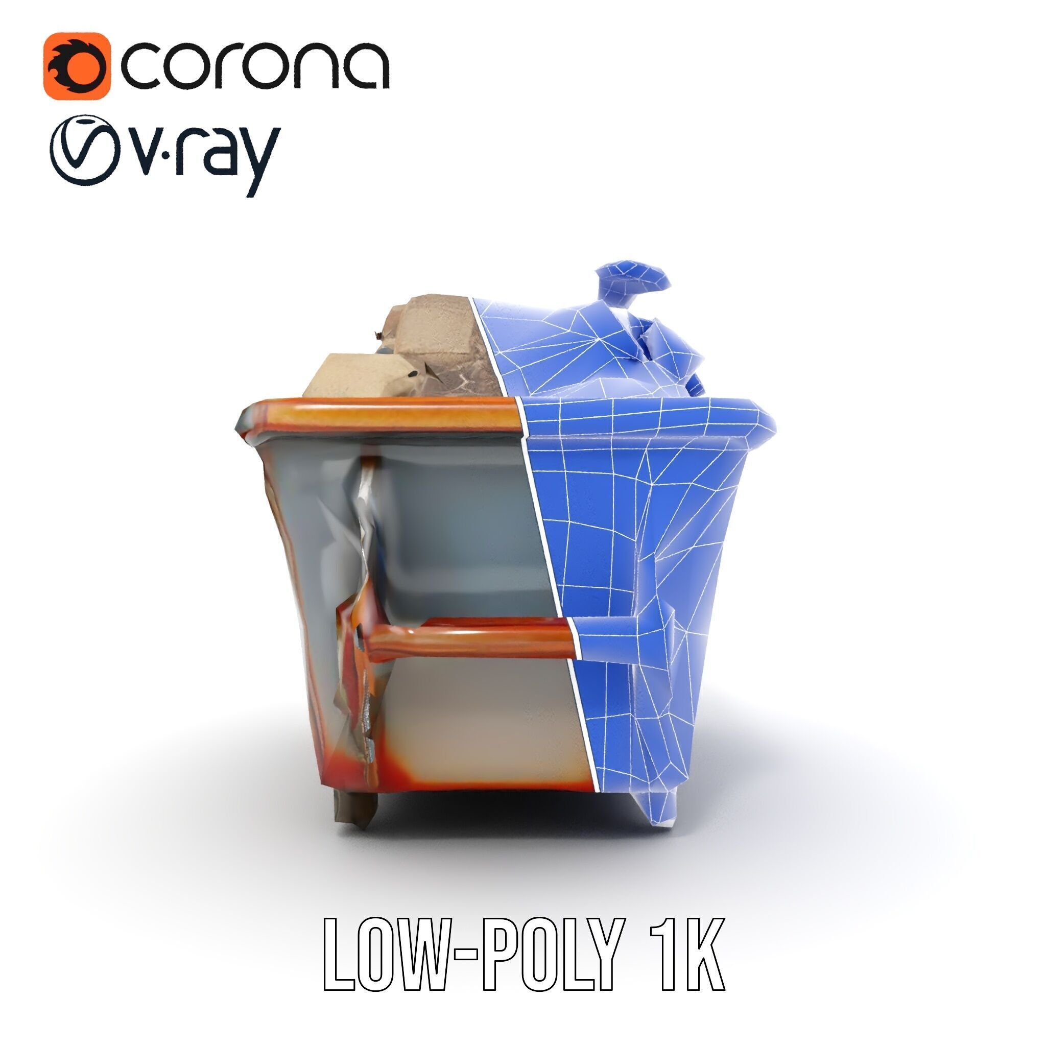 Construction Debris Dumpster Model Pack Low-poly 3D model_31