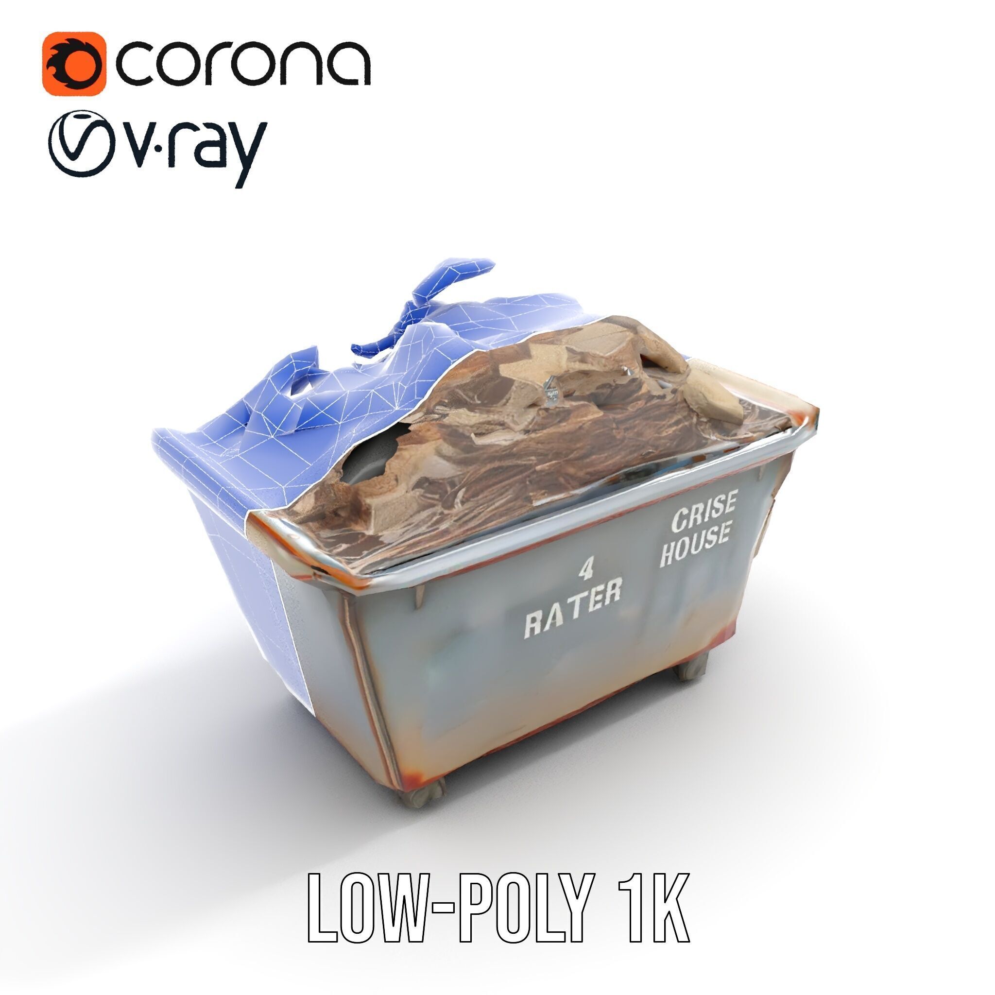 Construction Debris Dumpster Model Pack Low-poly 3D model_20