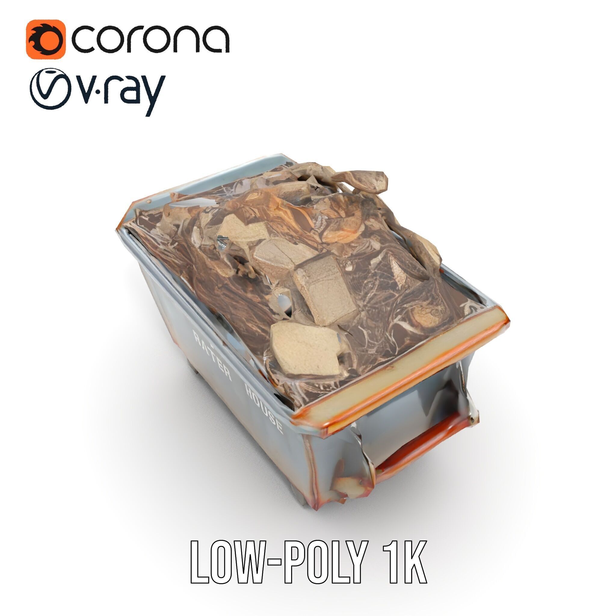 Construction Debris Dumpster Model Pack Low-poly 3D model_16