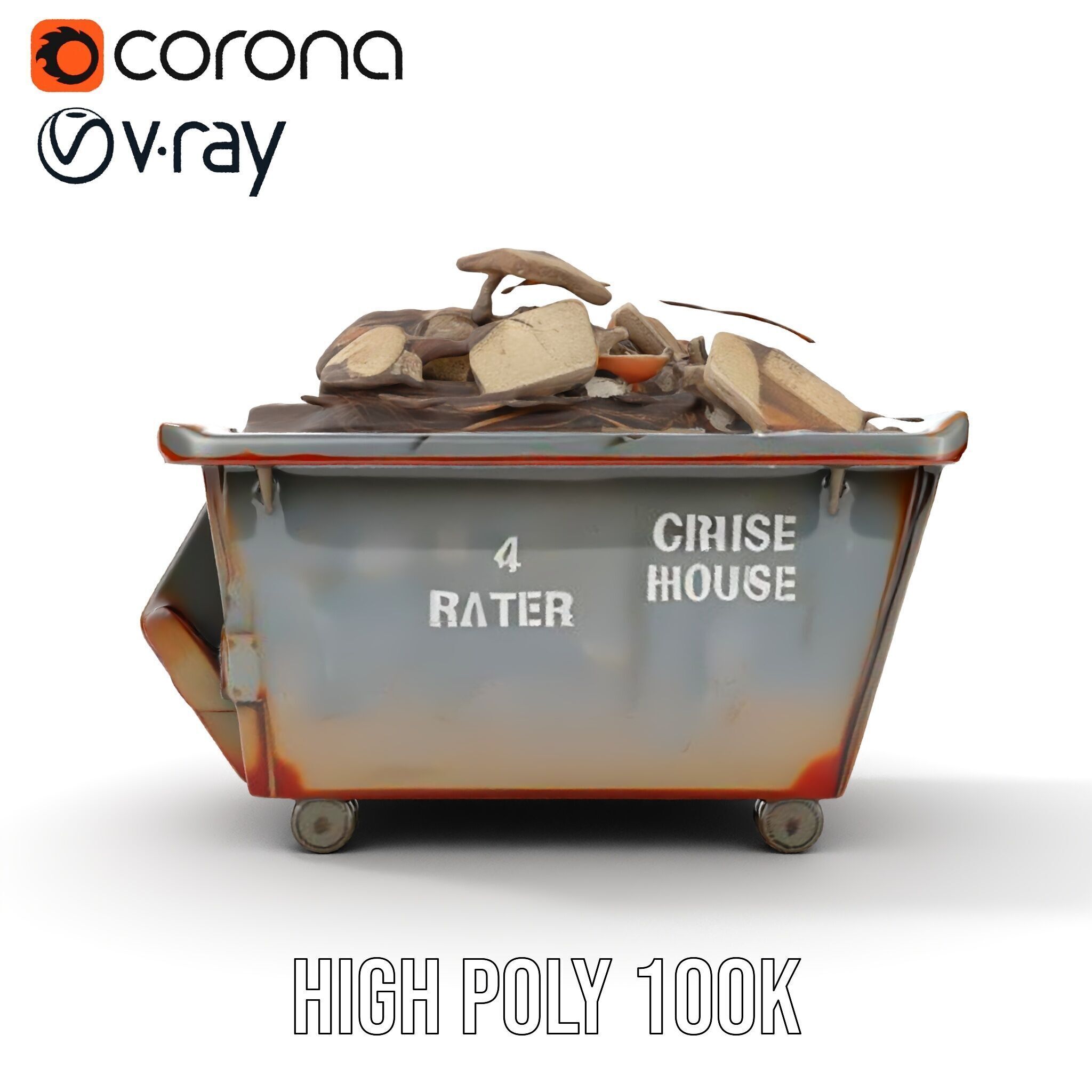 Construction Debris Dumpster Model Pack Low-poly 3D model_35