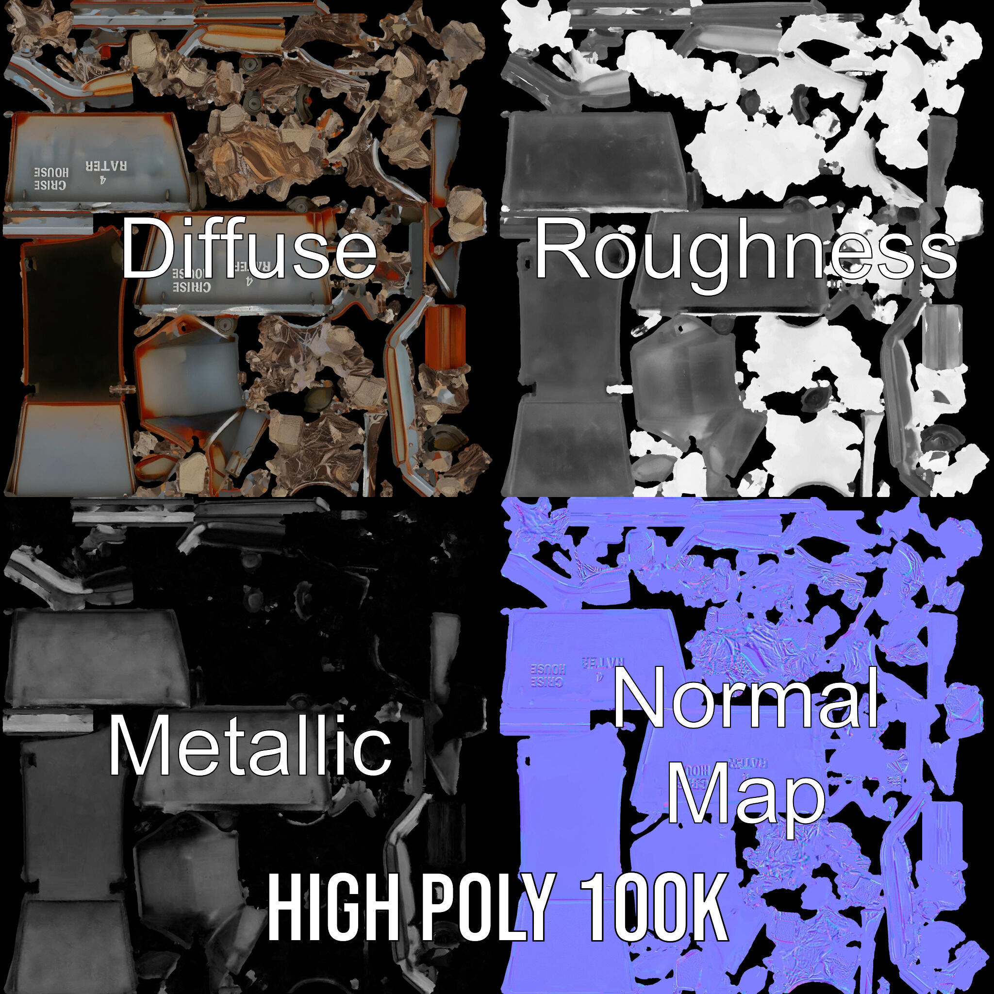 Construction Debris Dumpster Model Pack Low-poly 3D model_3