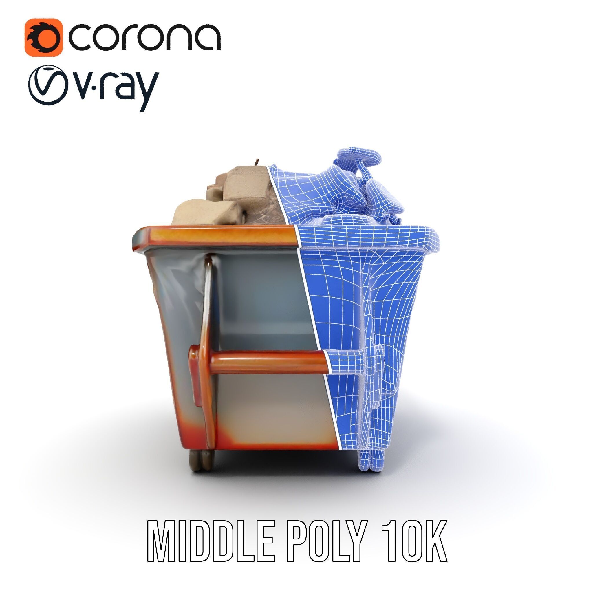 Construction Debris Dumpster Model Pack Low-poly 3D model_17