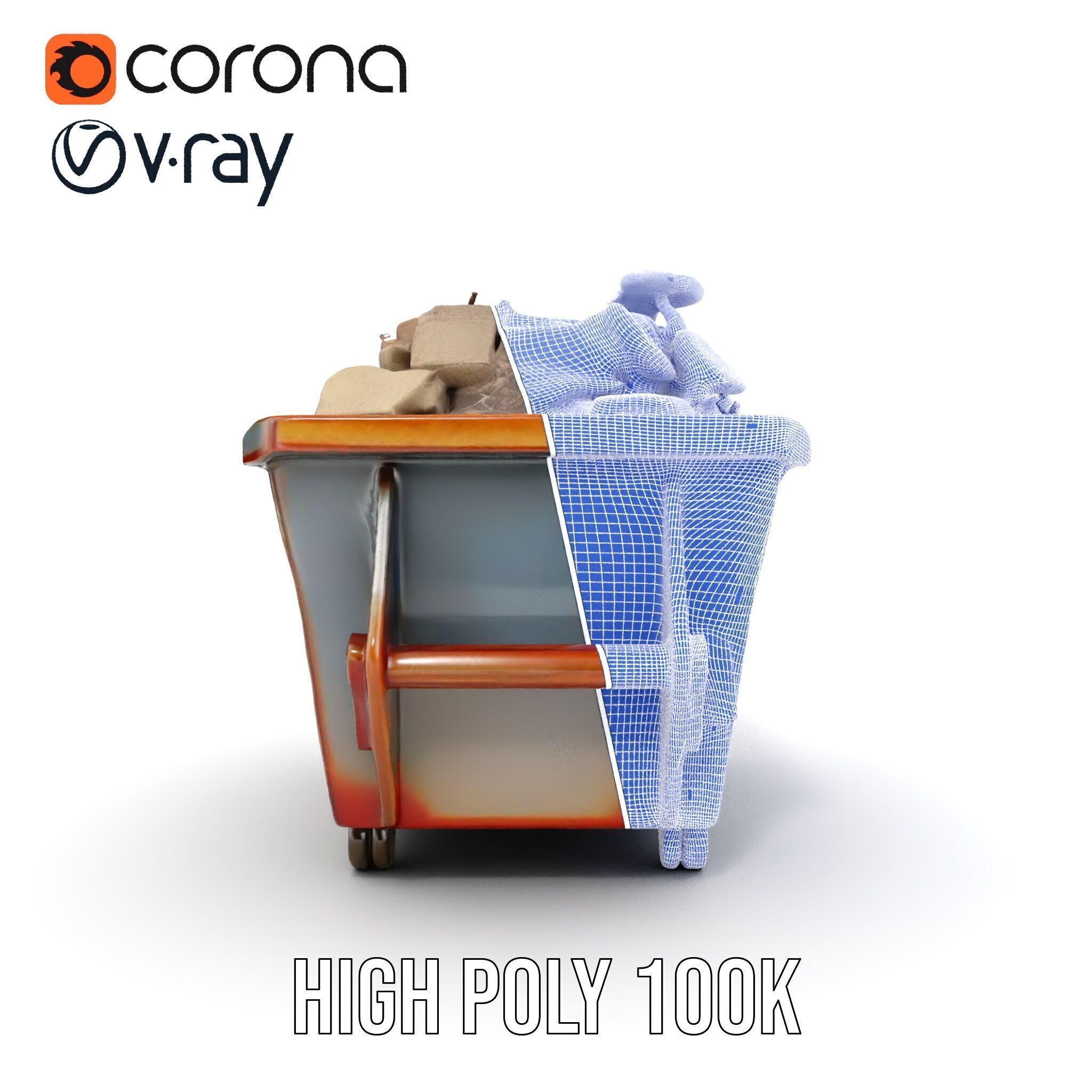 Construction Debris Dumpster Model Pack Low-poly 3D model_38