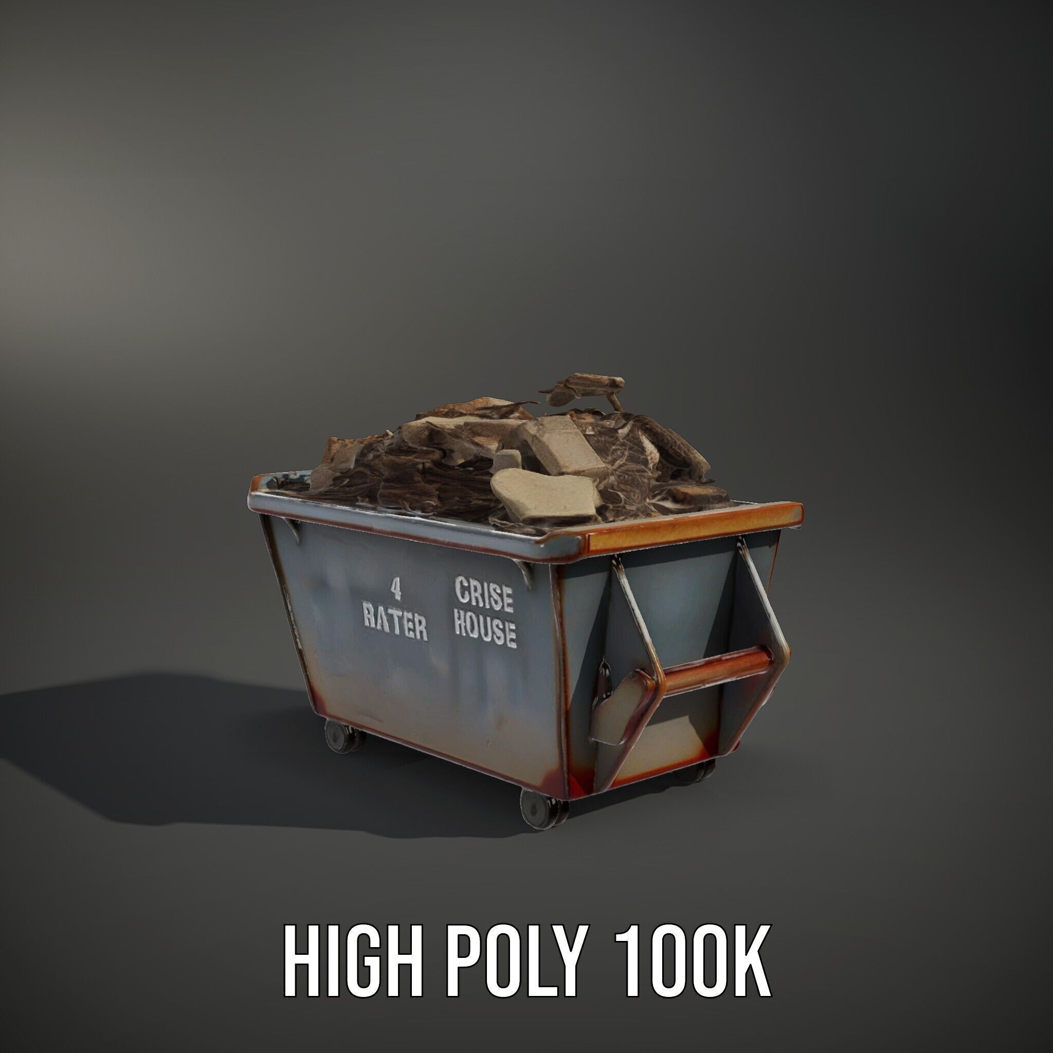 Construction Debris Dumpster Model Pack Low-poly 3D model_14