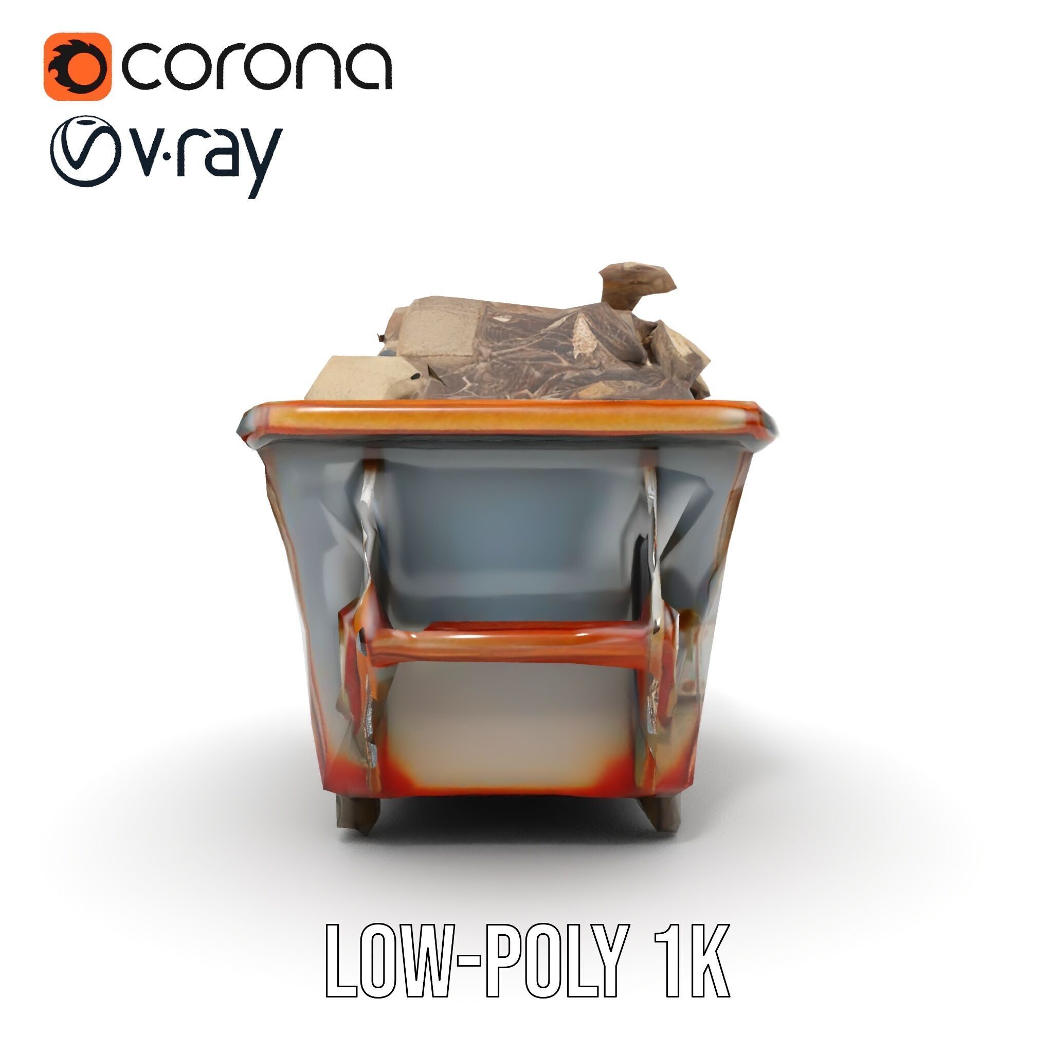 Construction Debris Dumpster Model Pack Low-poly 3D model_13