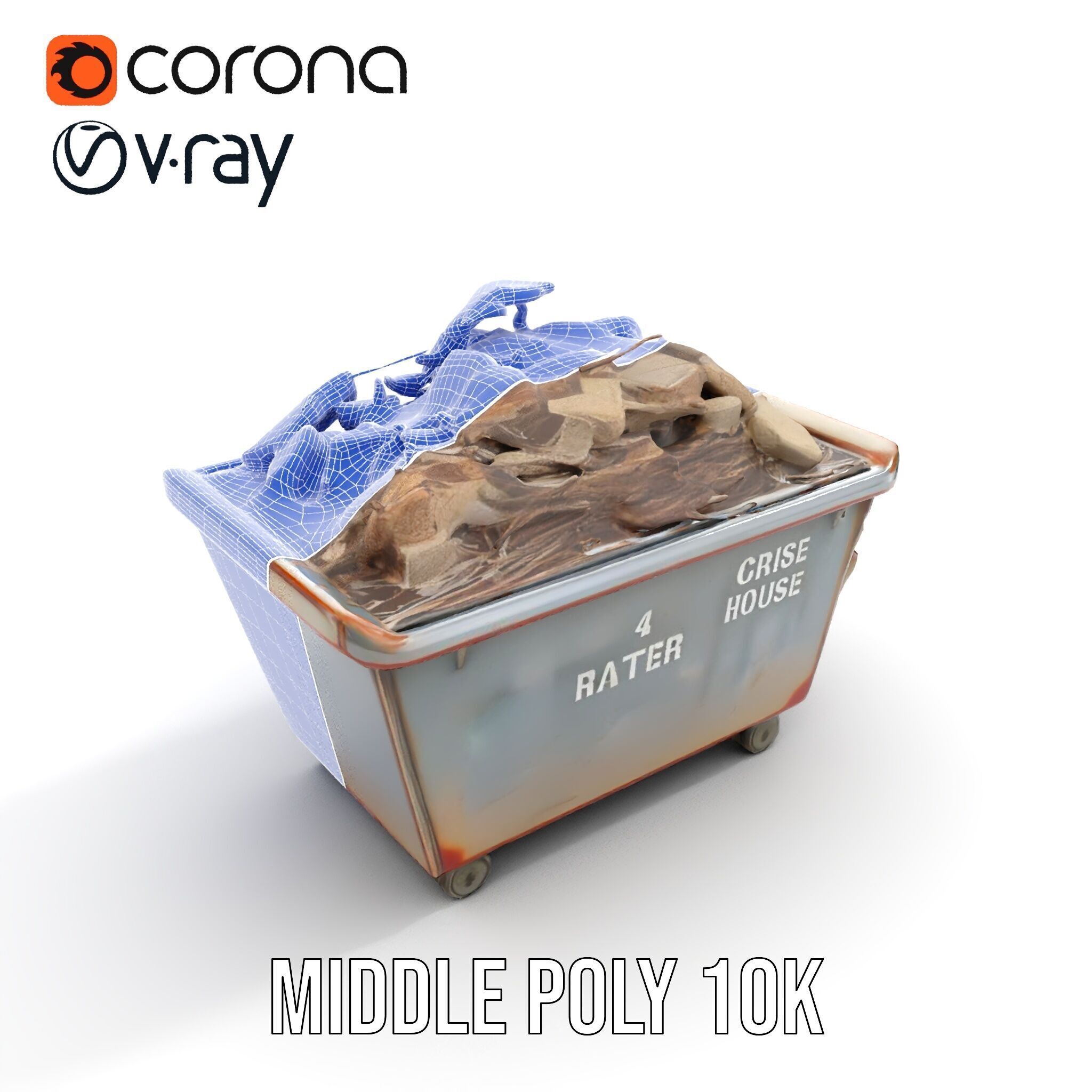 Construction Debris Dumpster Model Pack Low-poly 3D model_30