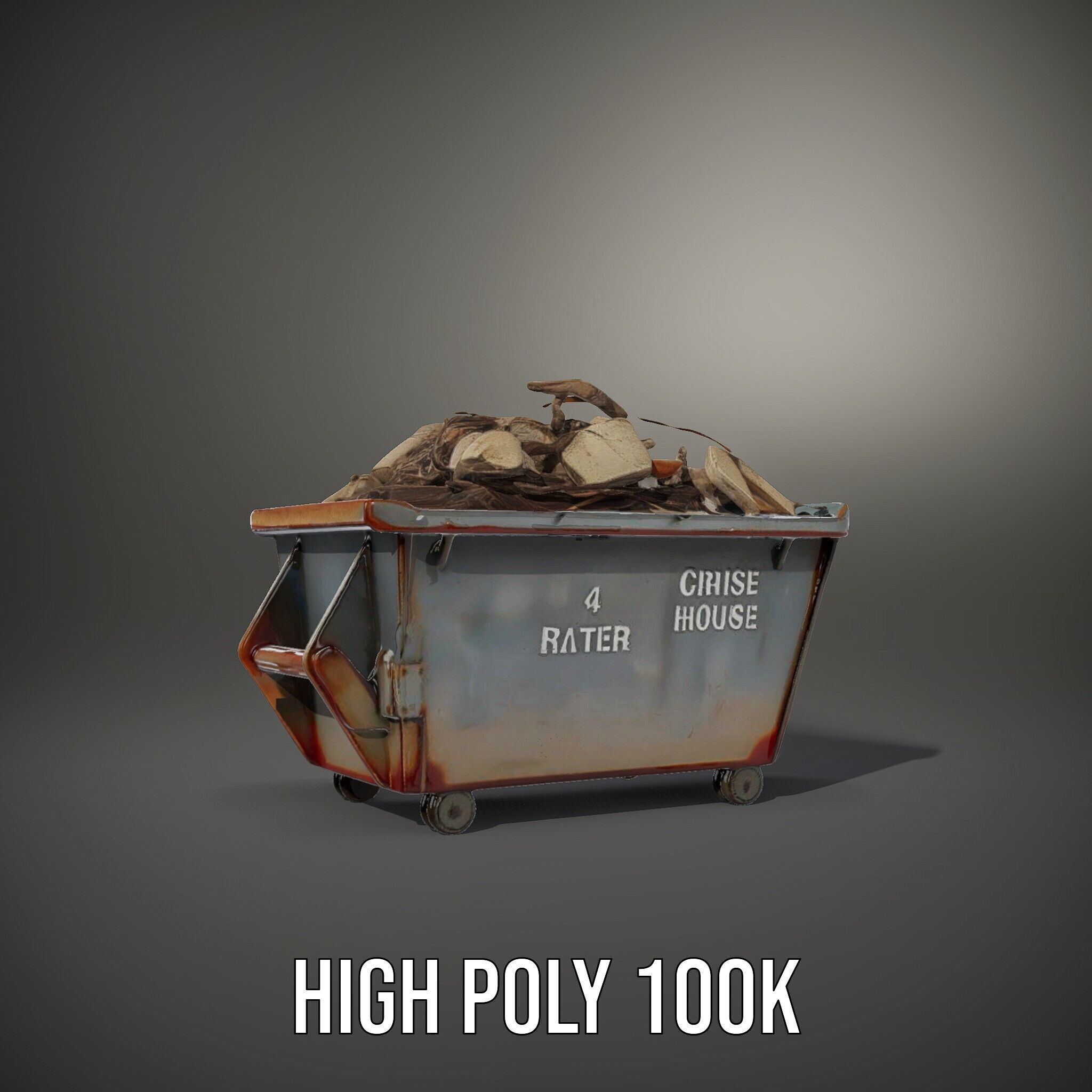 Construction Debris Dumpster Model Pack Low-poly 3D model_11