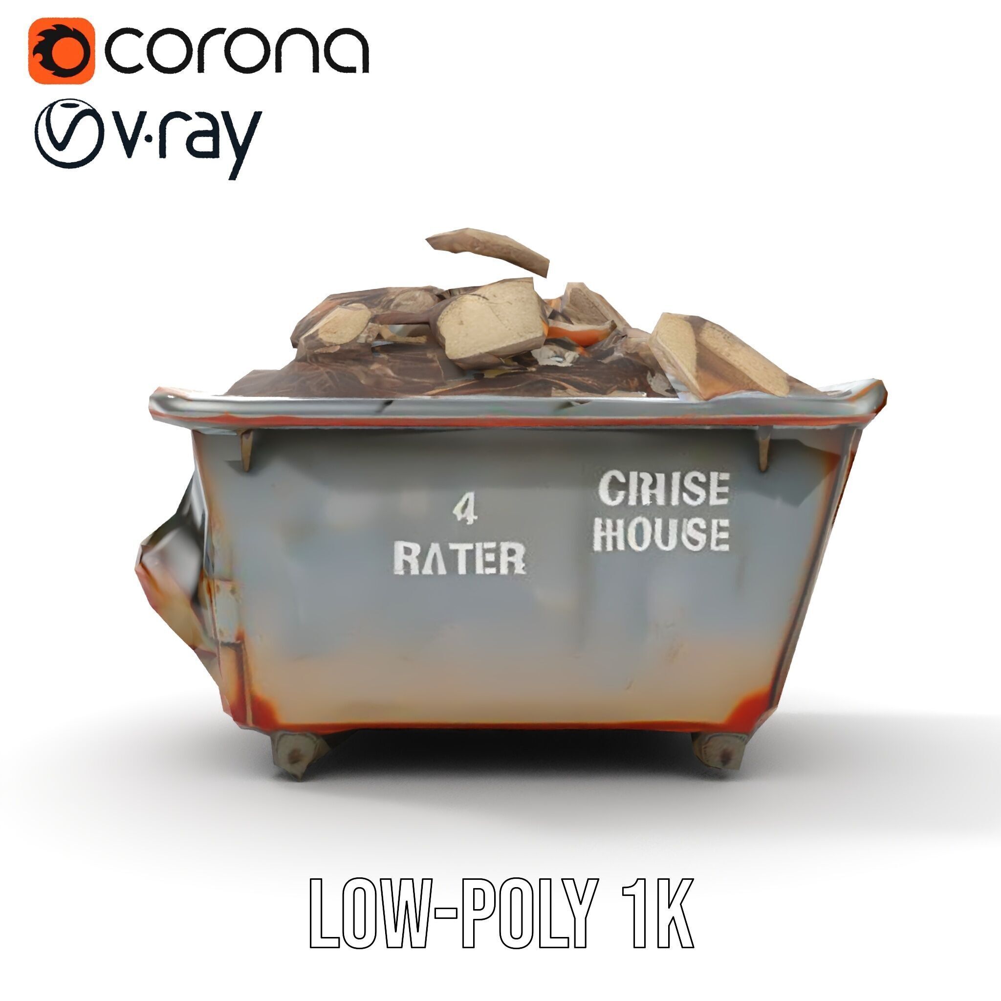 Construction Debris Dumpster Model Pack Low-poly 3D model_23