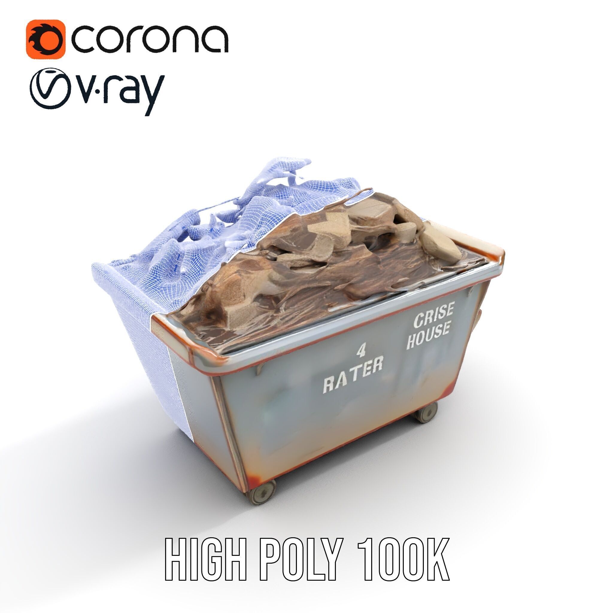 Construction Debris Dumpster Model Pack Low-poly 3D model_32