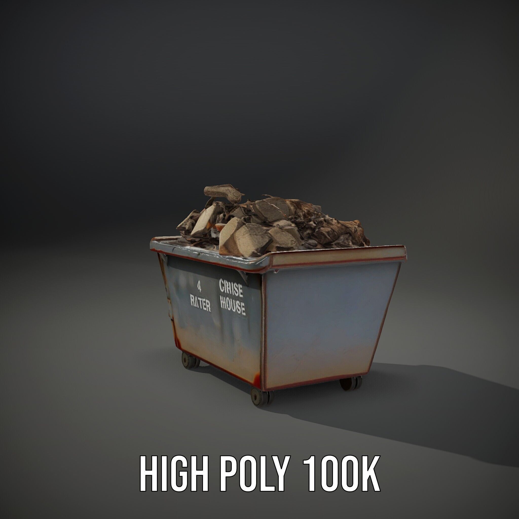 Construction Debris Dumpster Model Pack Low-poly 3D model_8