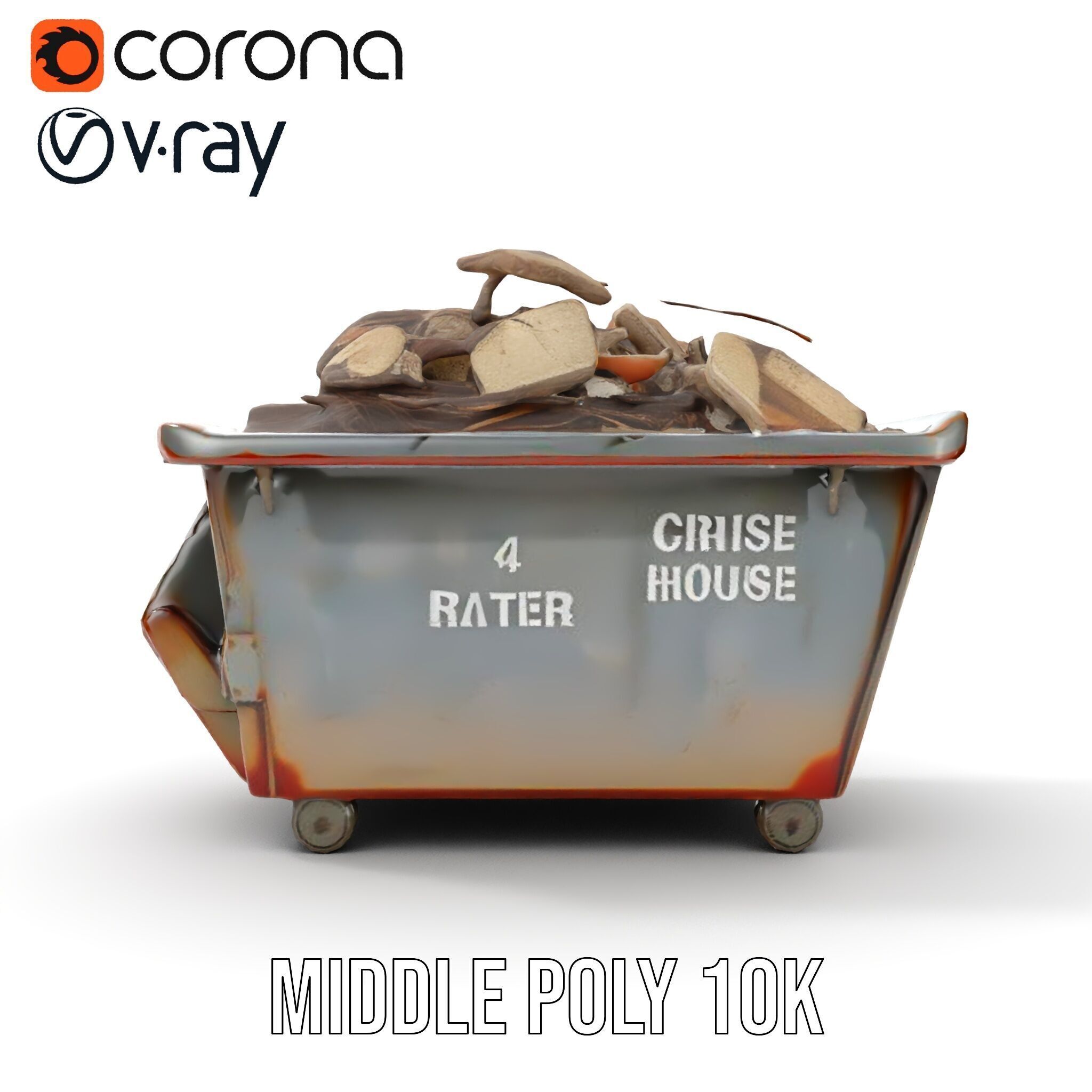 Construction Debris Dumpster Model Pack Low-poly 3D model_19