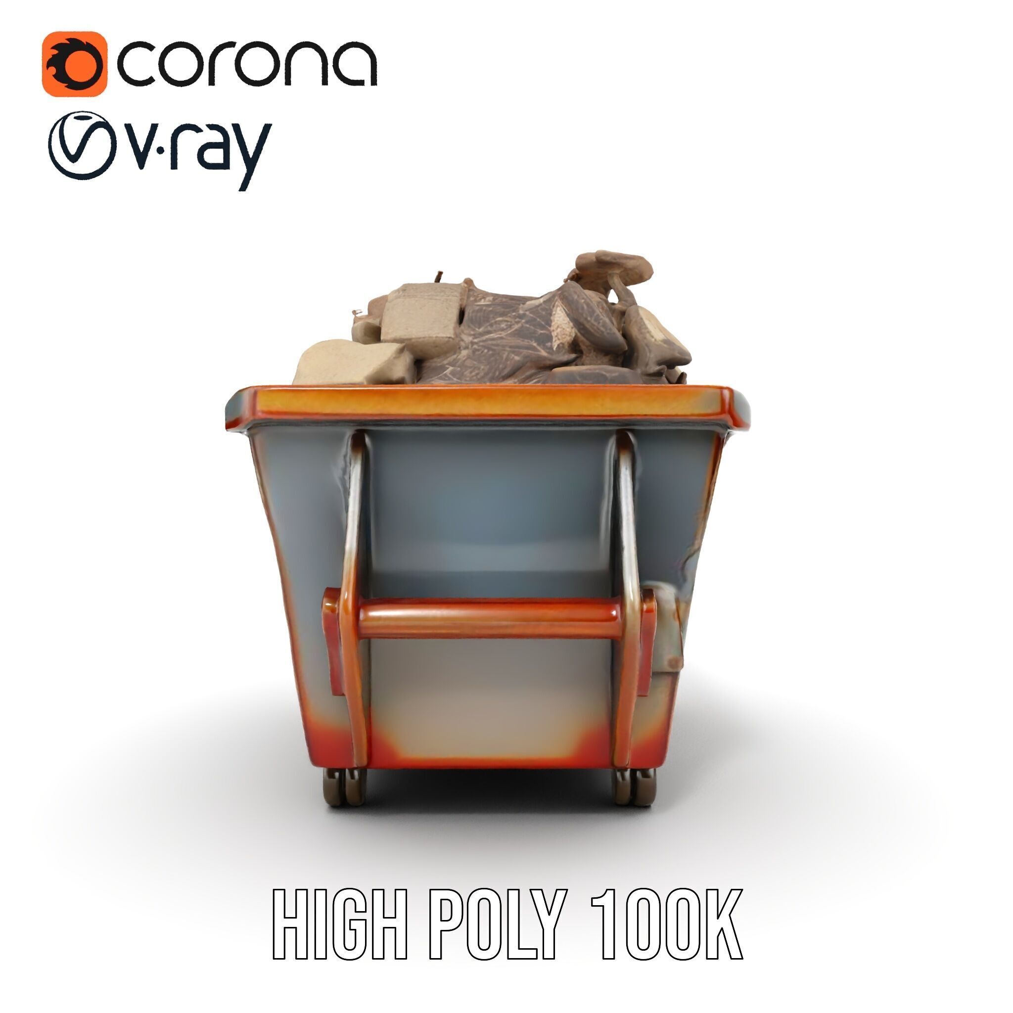 Construction Debris Dumpster Model Pack Low-poly 3D model_29