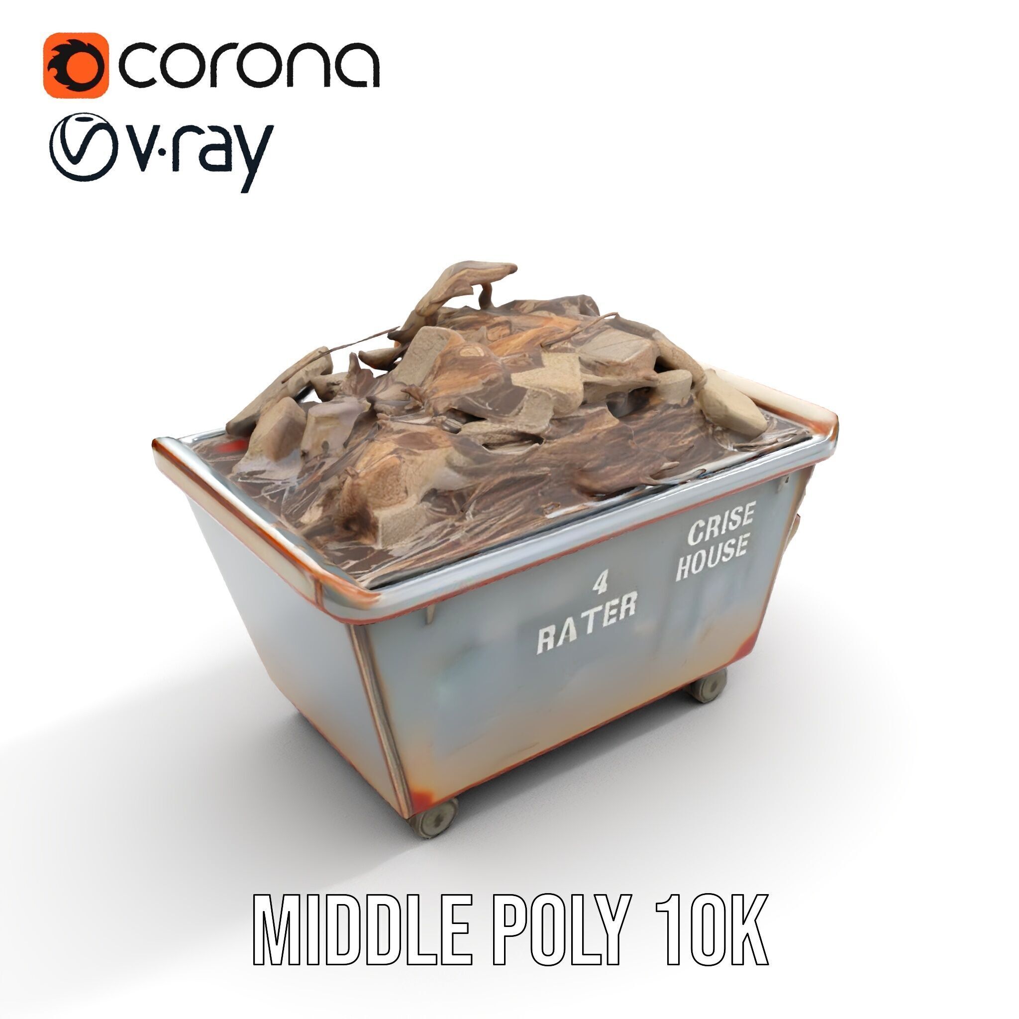 Construction Debris Dumpster Model Pack Low-poly 3D model_9